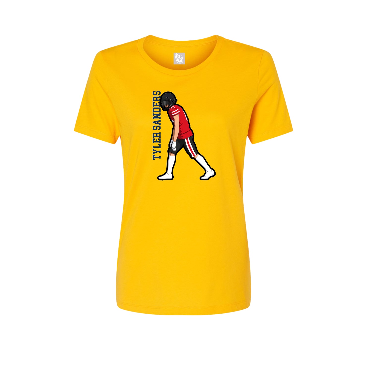 Womens Tee — Name Vertical in Gold