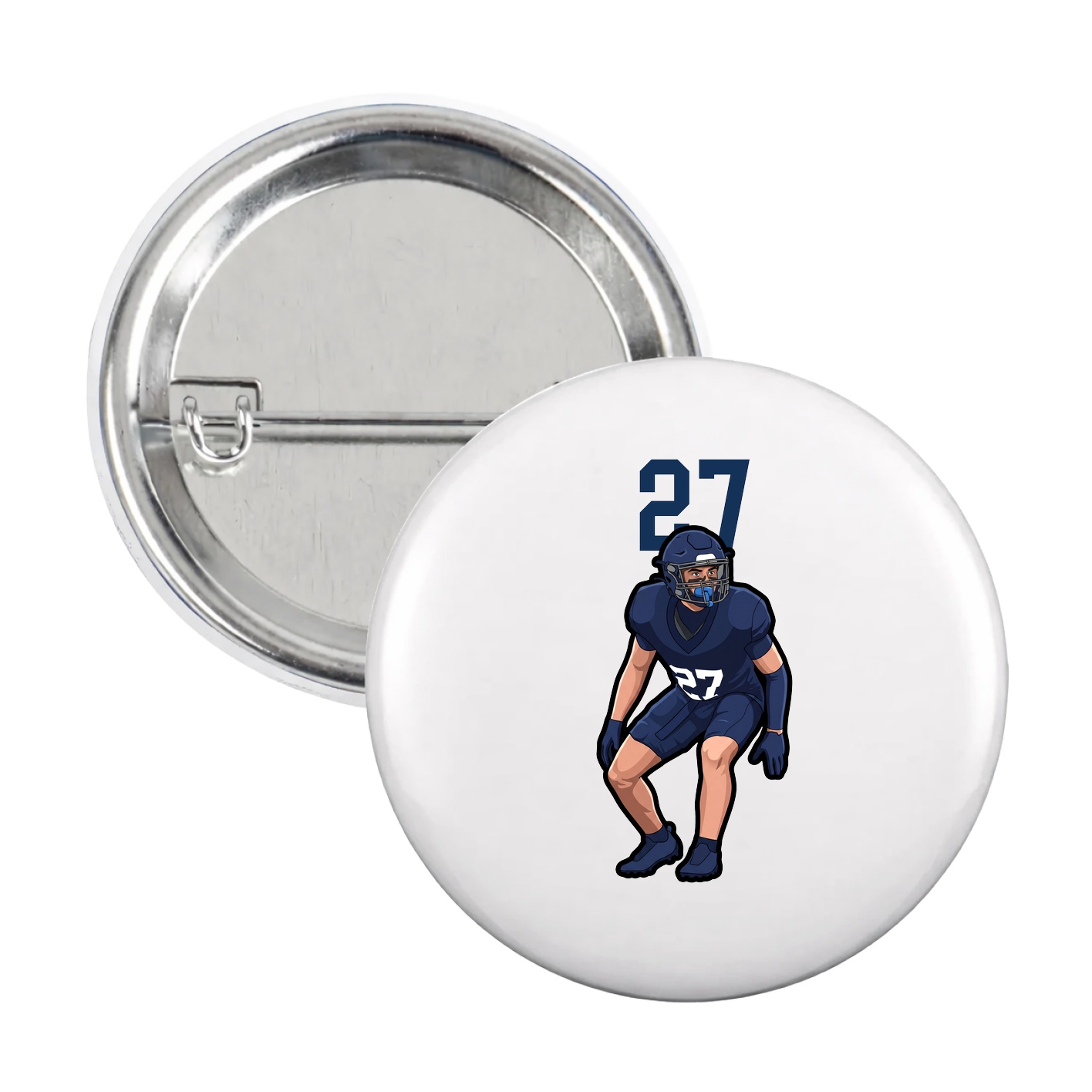 Game Day Button — Number Top in White