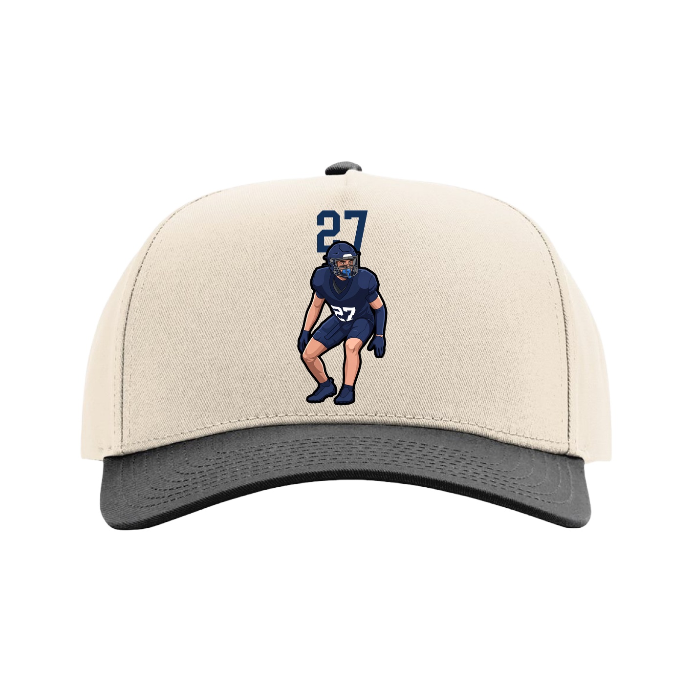 Full Fabric Five-Panel Champ Cap — Number Top in Cream/Black