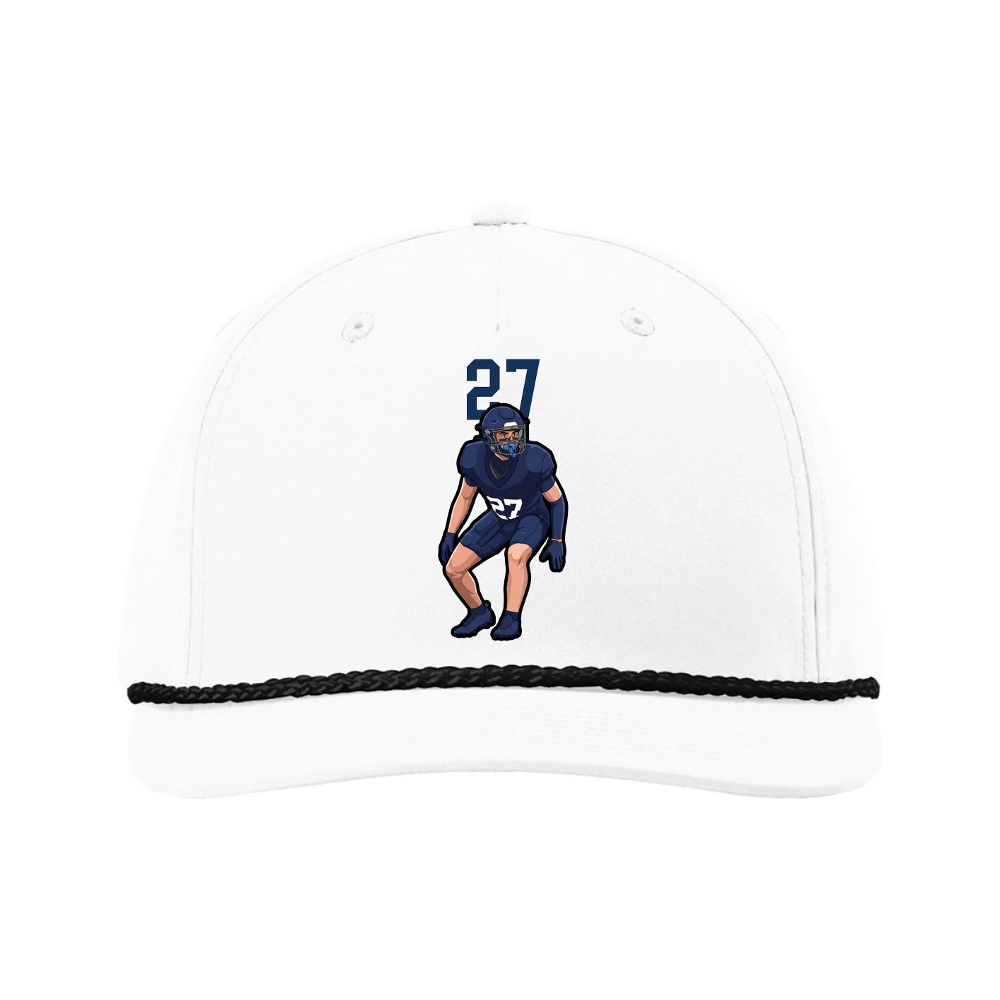 Five-Panel Classic Rope Cap — Number Top in White