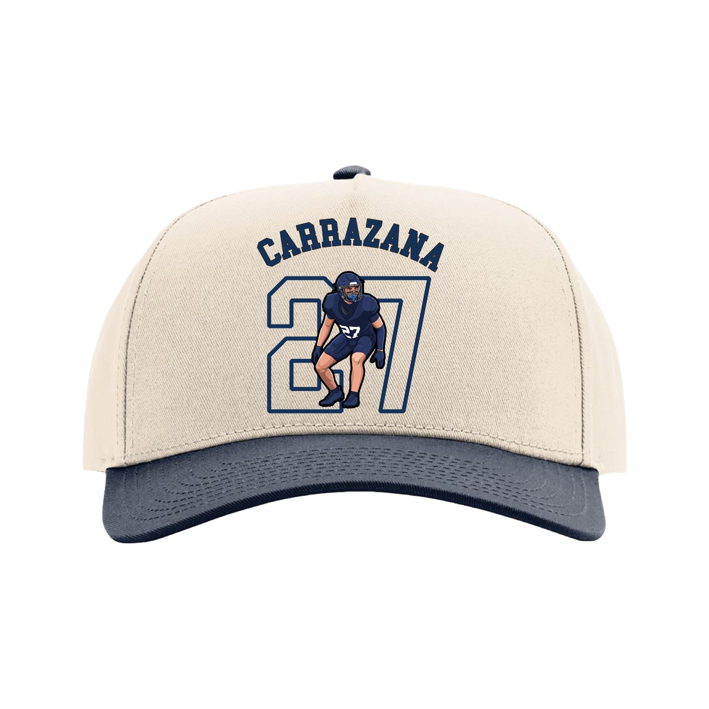 Full Fabric Five-Panel Champ Cap — Shirsey Arch in Cream/Navy