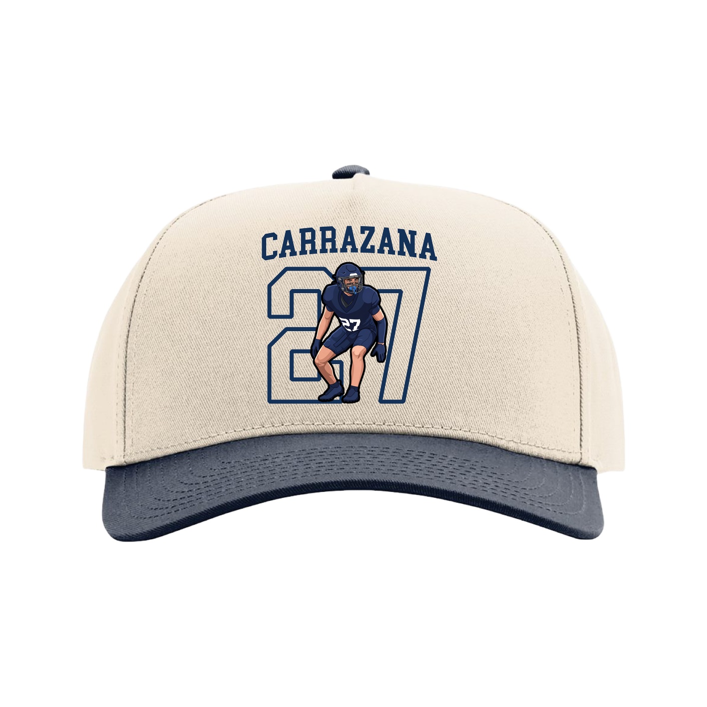 Full Fabric Five-Panel Champ Cap — Shirsey in Cream/Navy