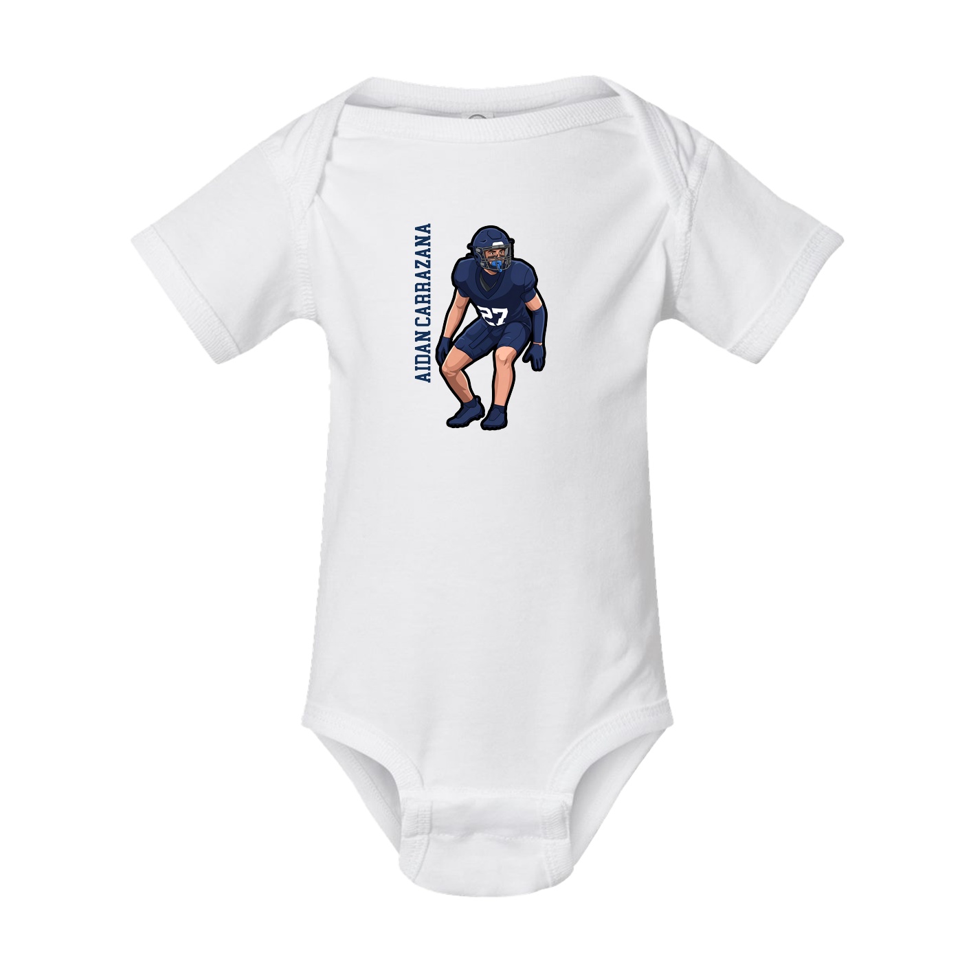 Baby Onesie — Name Vertical in White