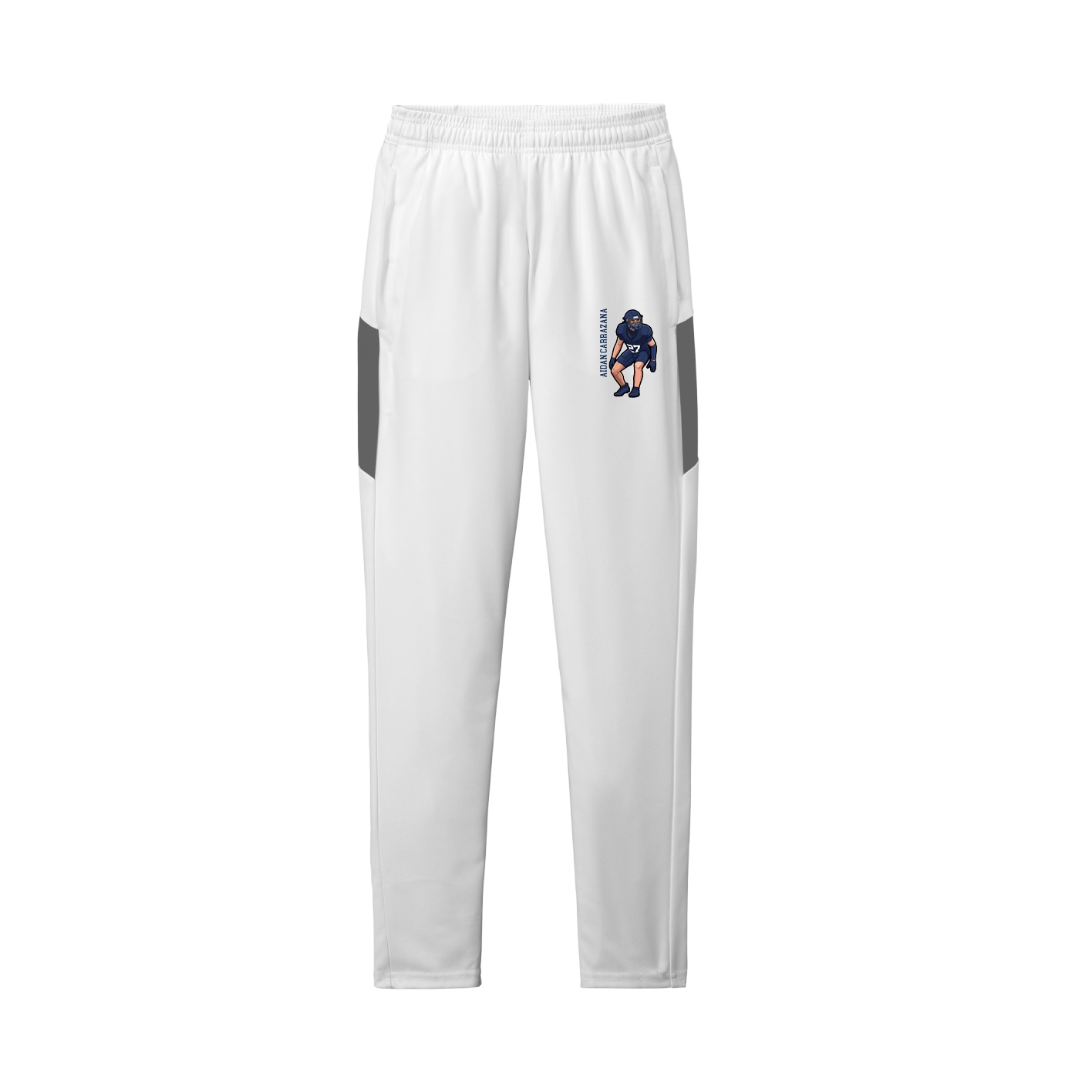 Team Travel Pant — Name Vertical in White/Grey