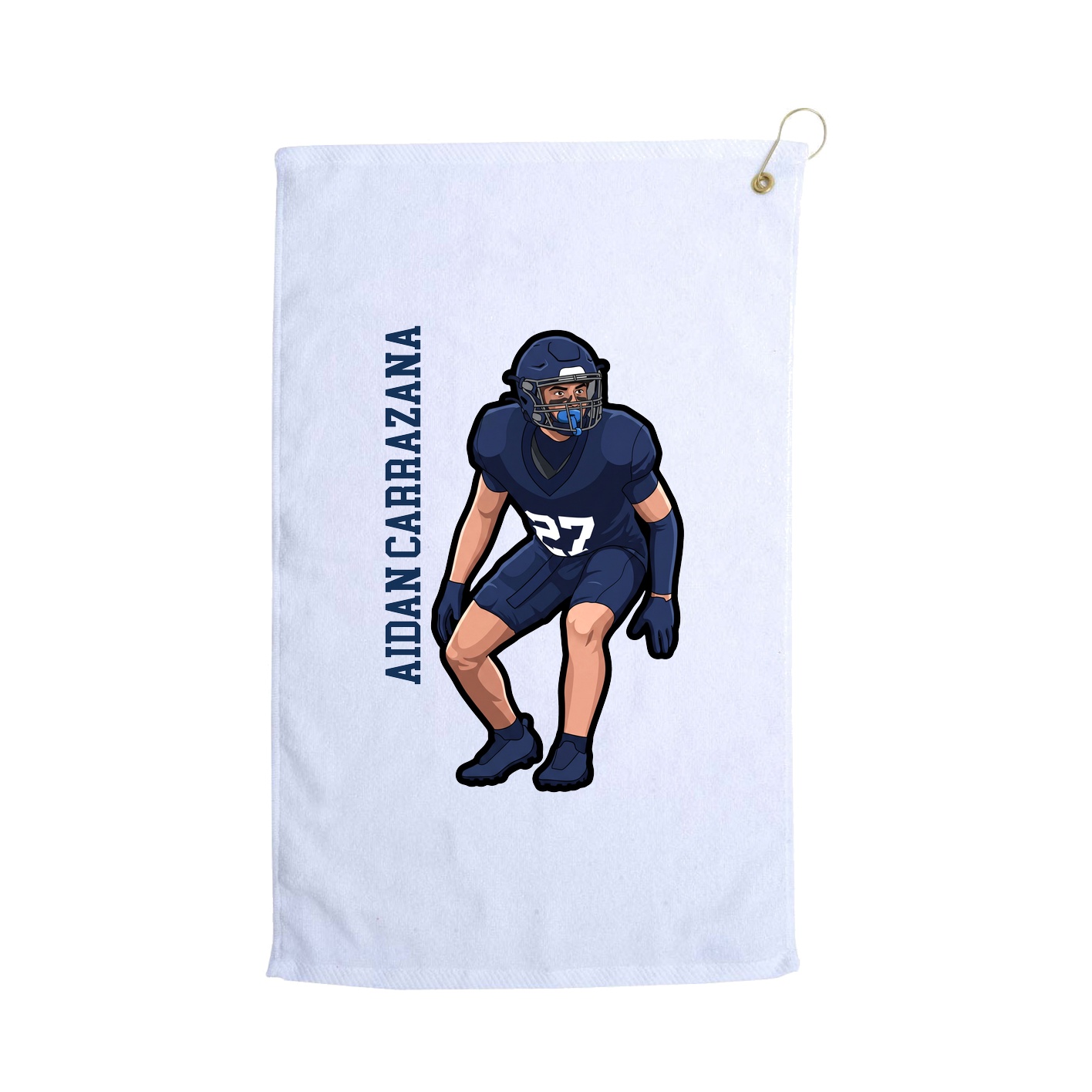 Golf Towel — Name Vertical in White