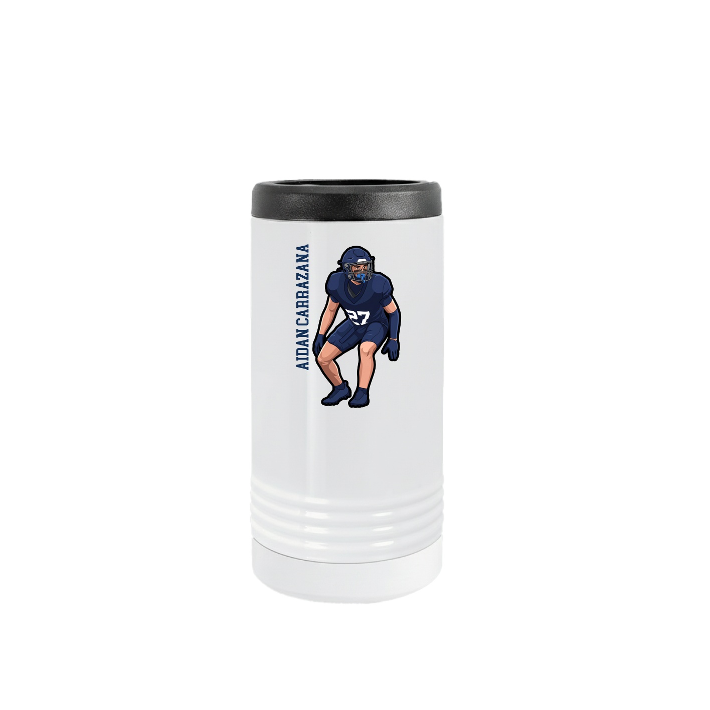 Slim Beverage Holder — Name Vertical in White