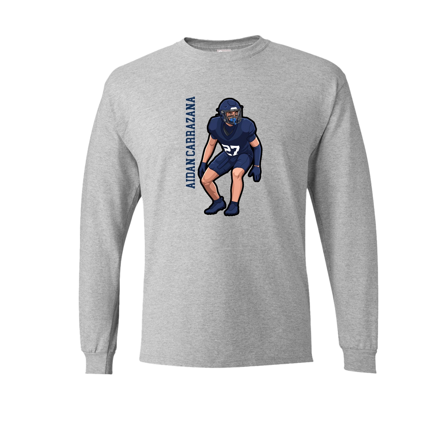 Long Sleeve Tee — Name Vertical in Grey