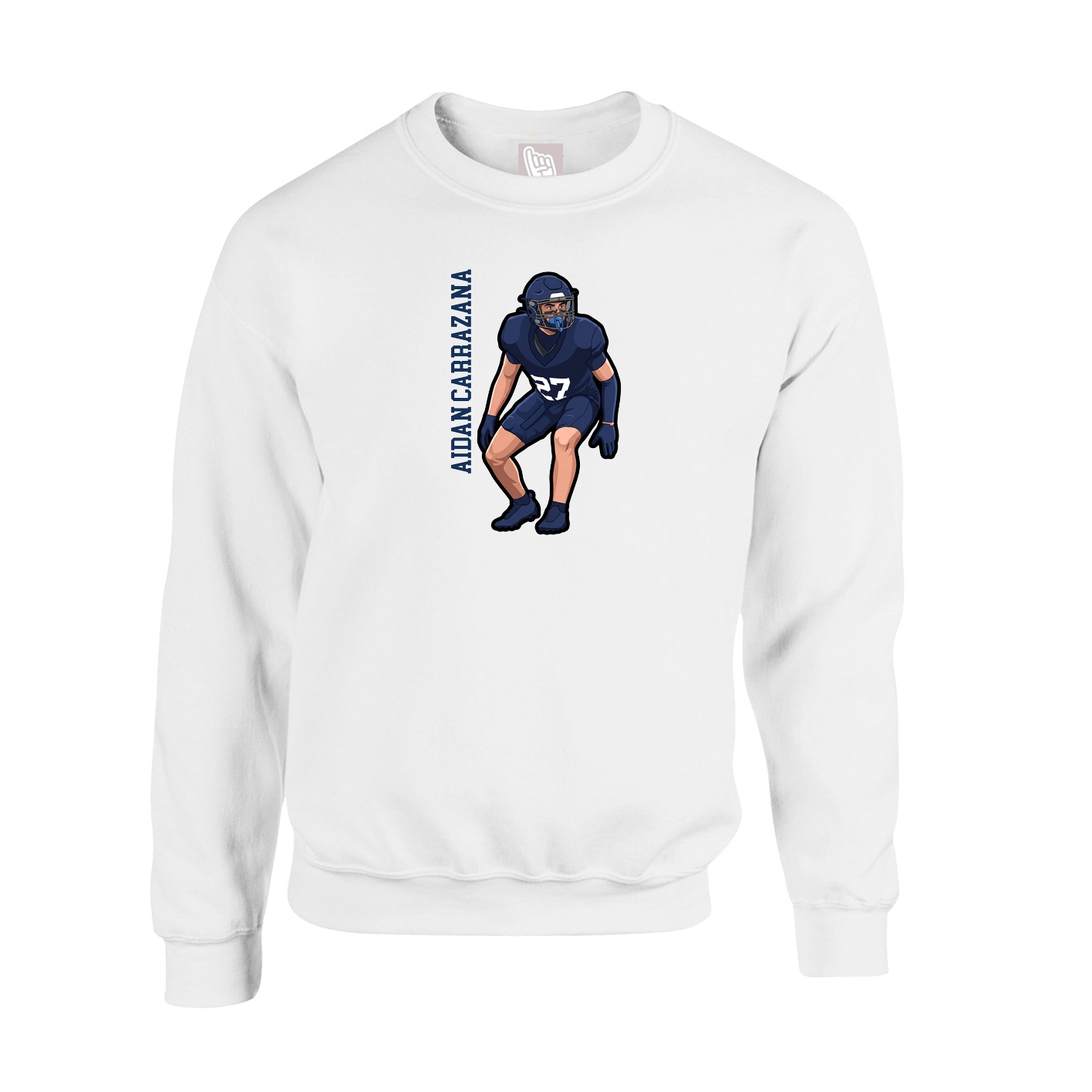 Fleece Crew — Name Vertical in White