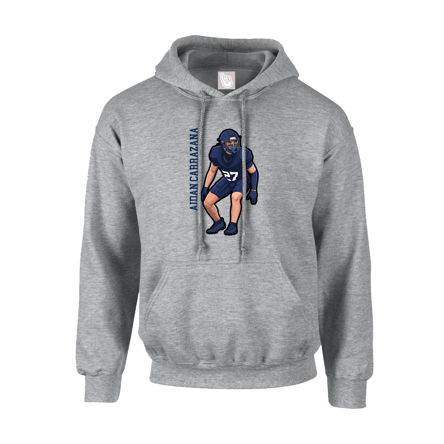 Youth Hoodie — Name Vertical in Grey