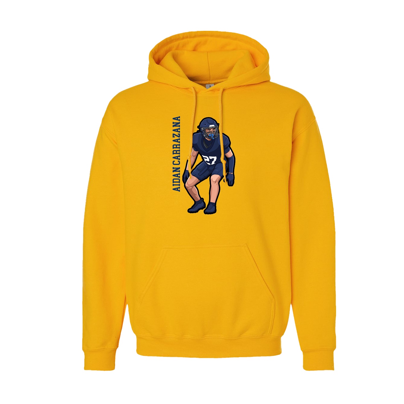 Youth Hoodie — Name Vertical in Gold