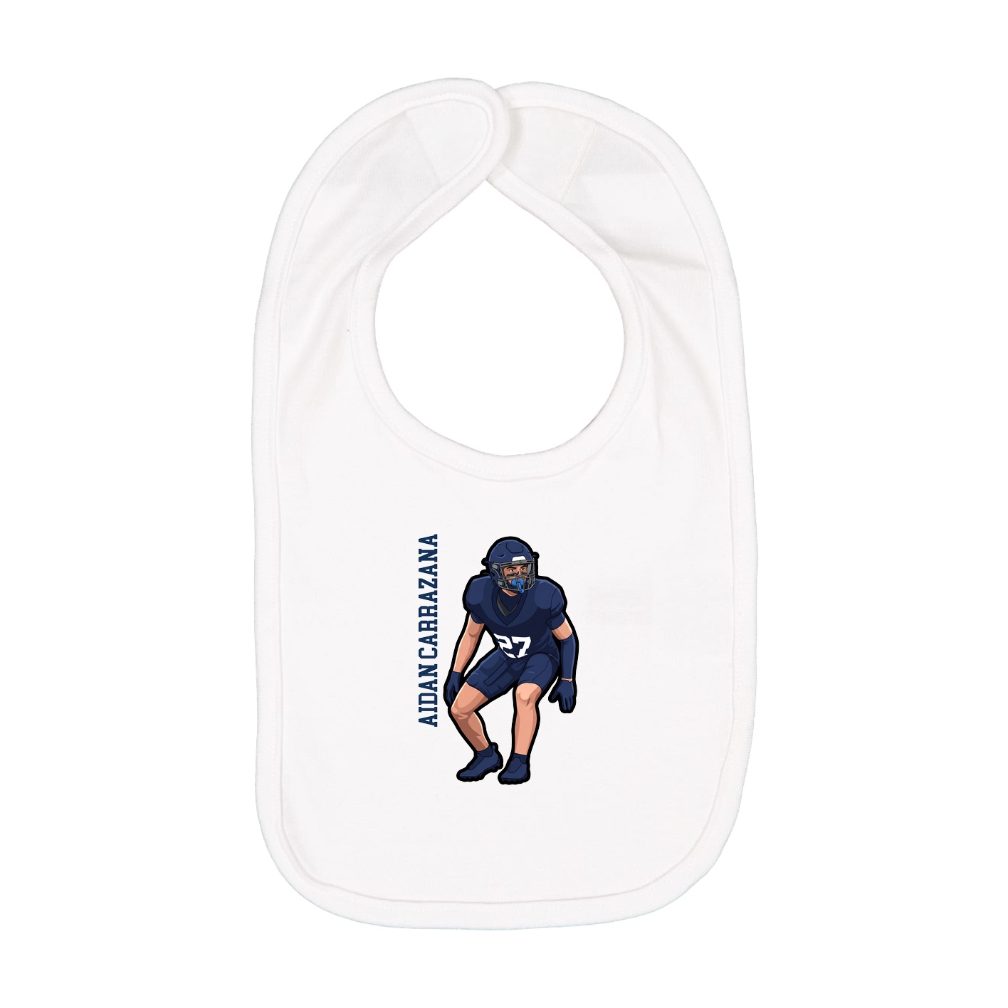 Infant Bib — Name Vertical in White