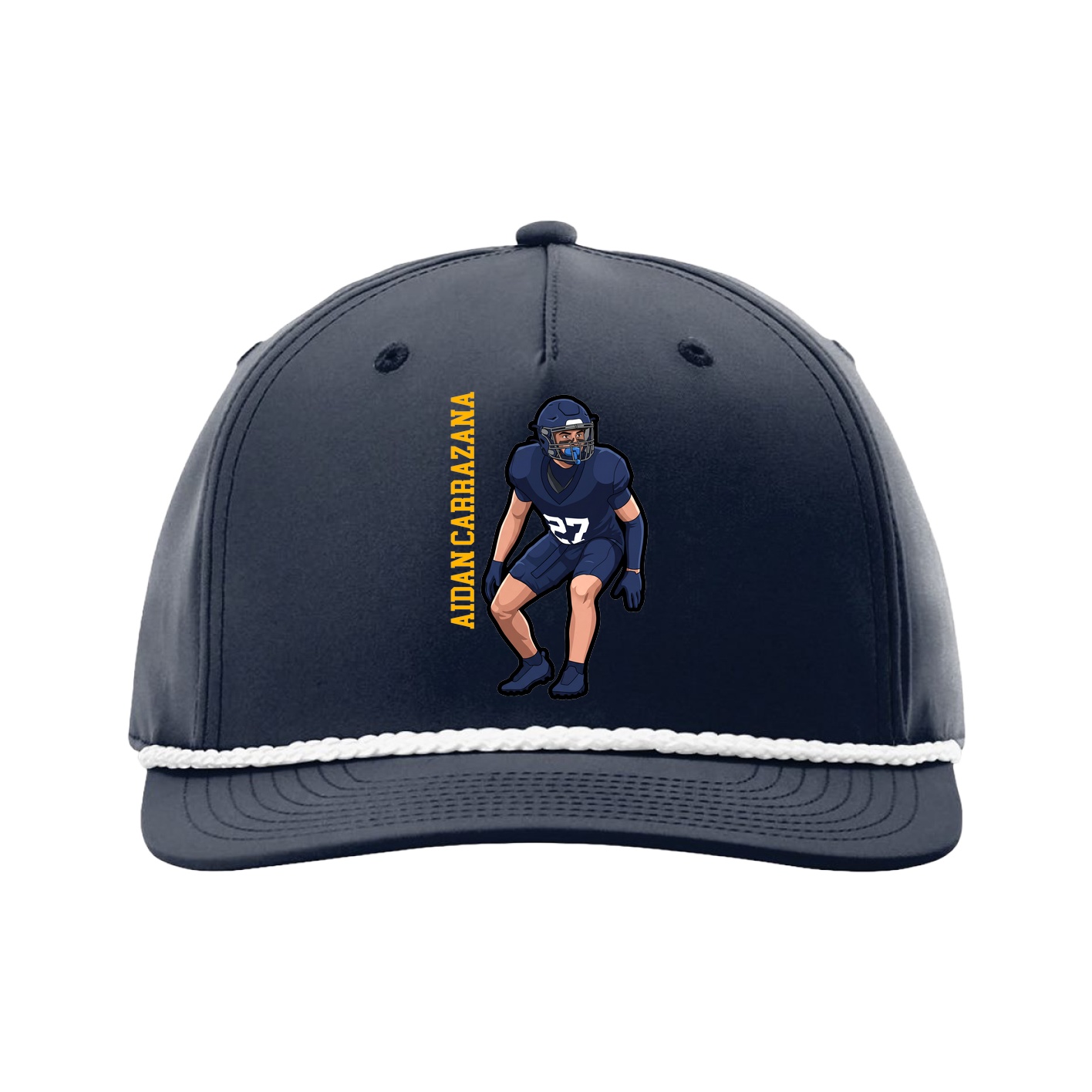 Five-Panel Classic Rope Cap — Name Vertical in Navy