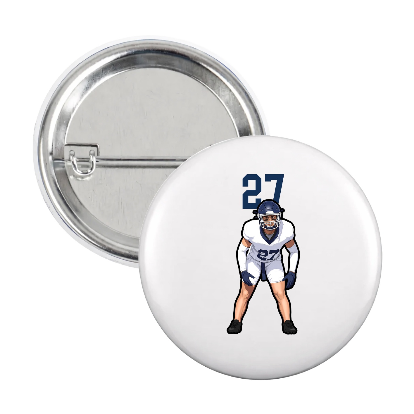 Game Day Button — Number Top in White