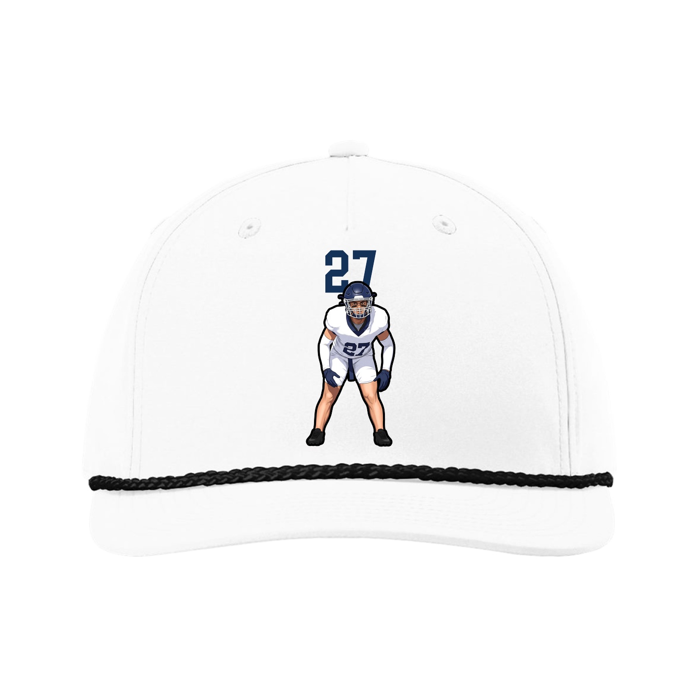 Five-Panel Classic Rope Cap — Number Top in White