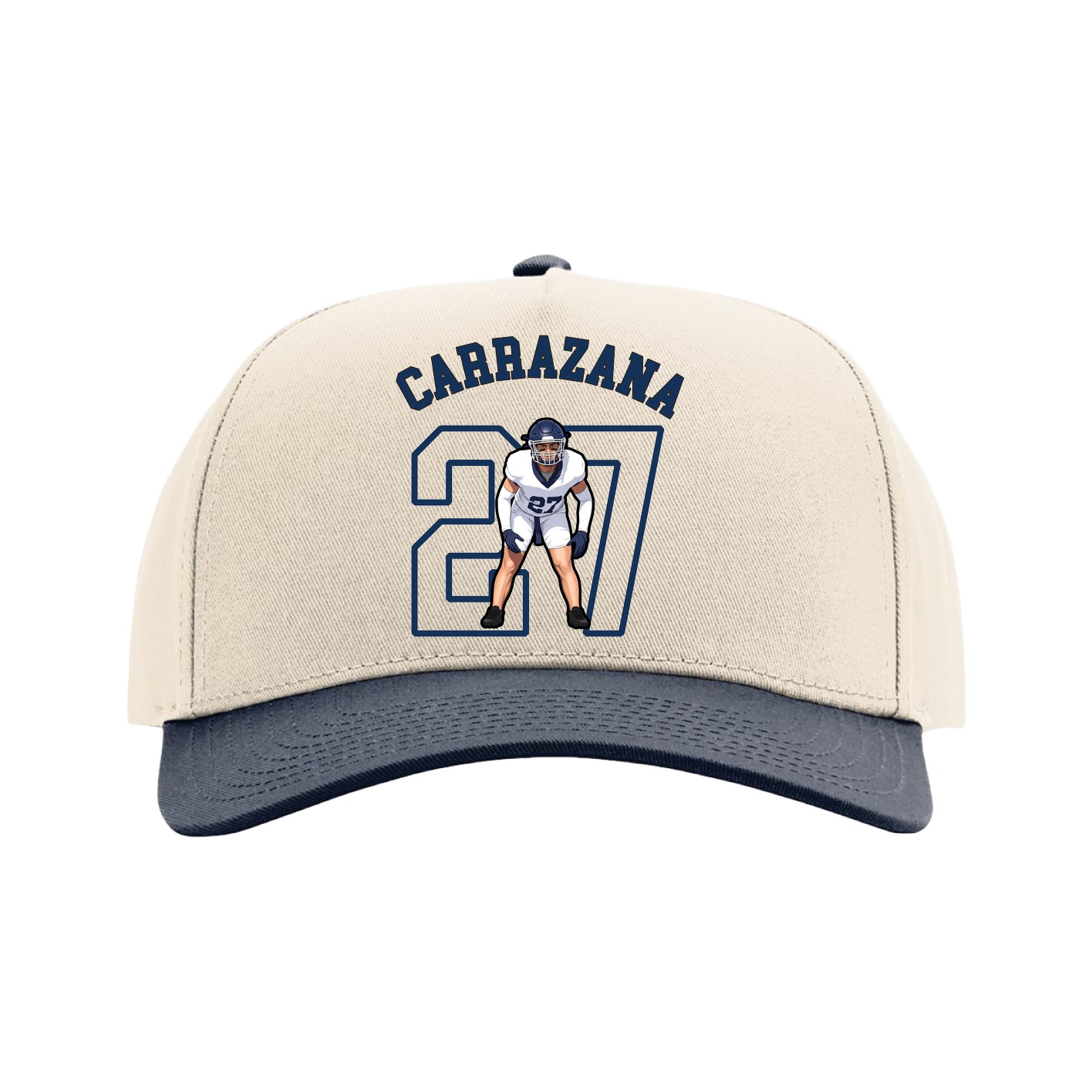 Full Fabric Five-Panel Champ Cap — Shirsey Arch in Cream/Navy