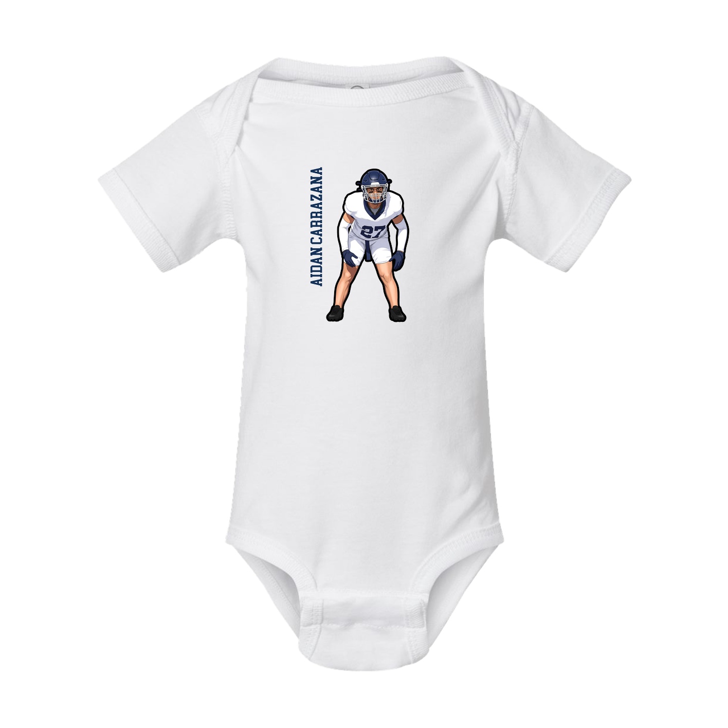 Baby Onesie — Name Vertical in White