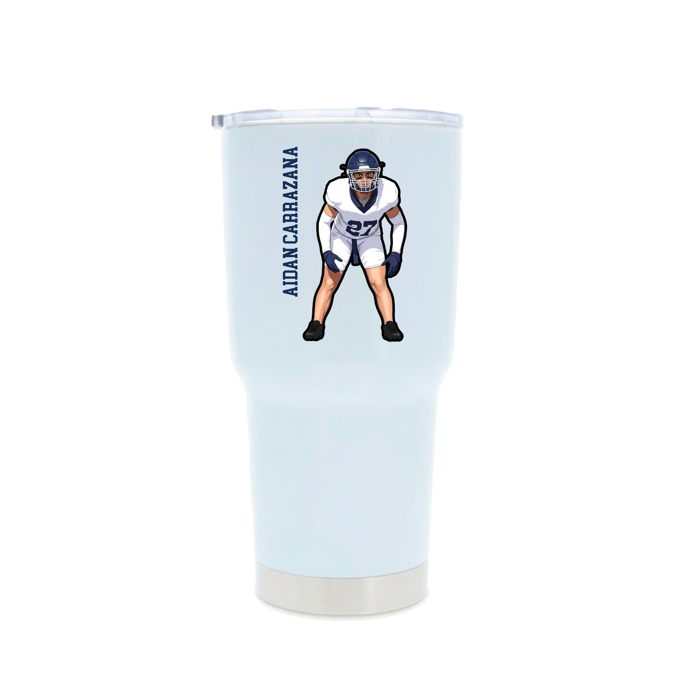 30oz Stainless Steel Tumbler — Name Vertical in White