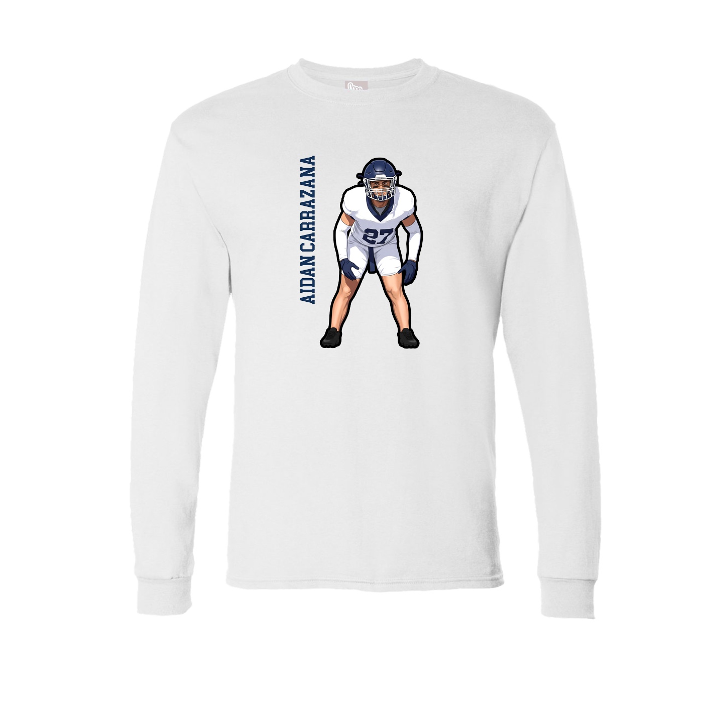 Long Sleeve Tee — Name Vertical in White
