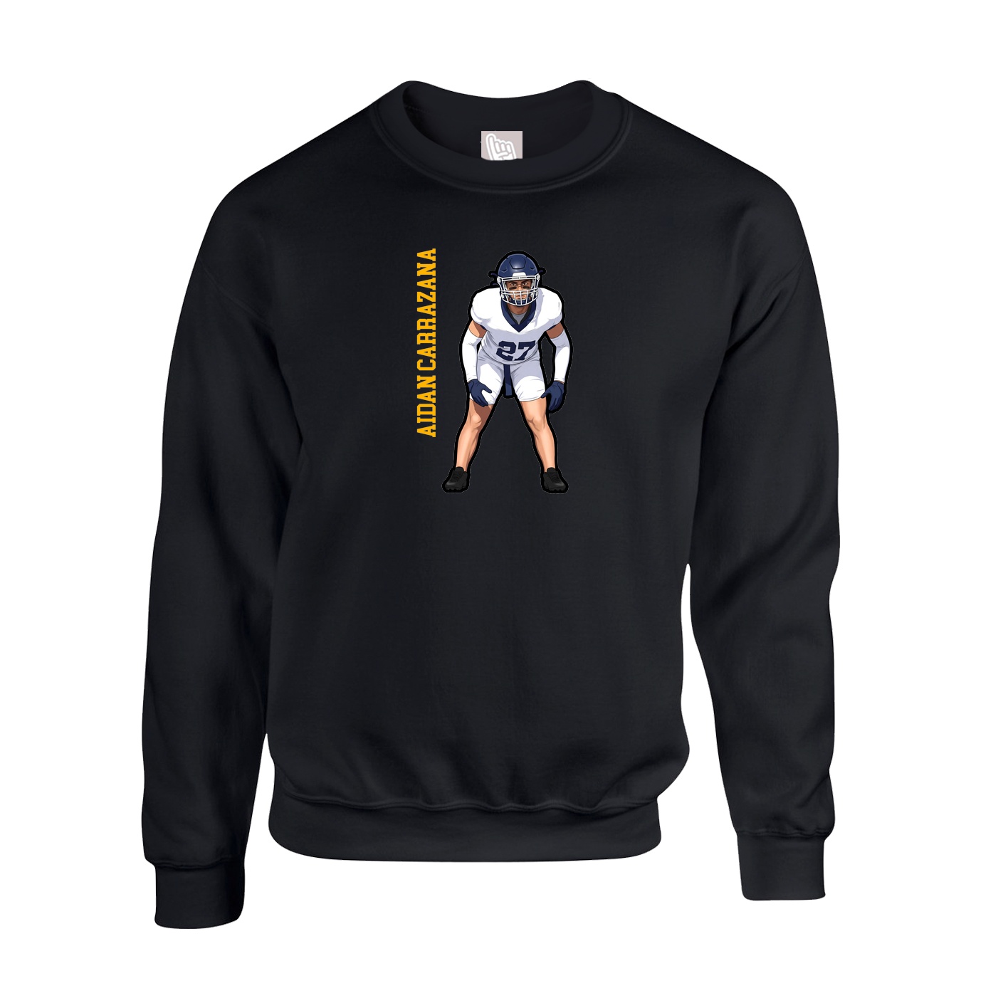 Fleece Crew — Name Vertical in Black