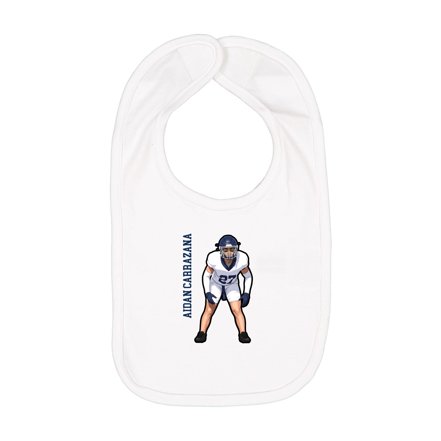 Infant Bib — Name Vertical in White