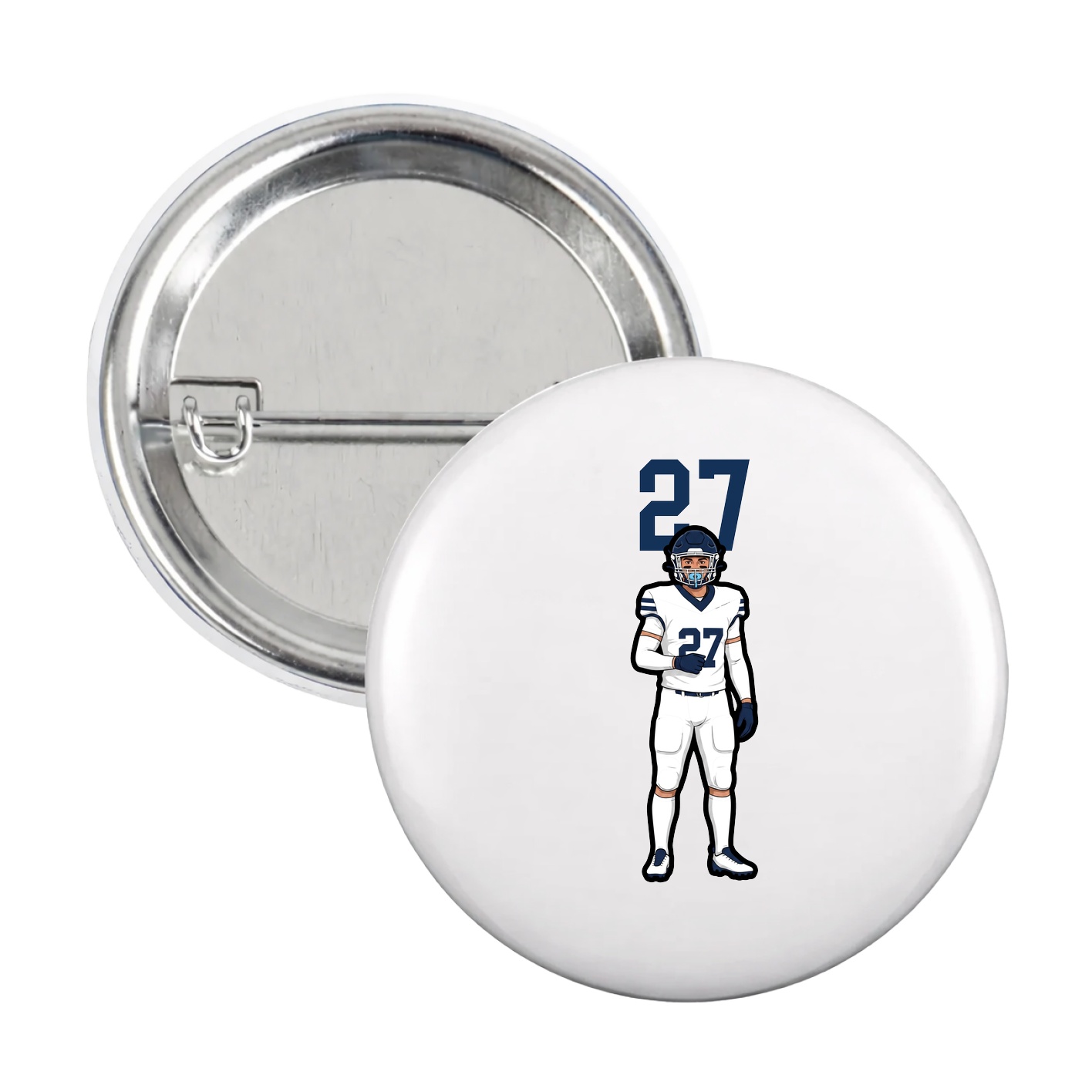 Game Day Button — Number Top in White