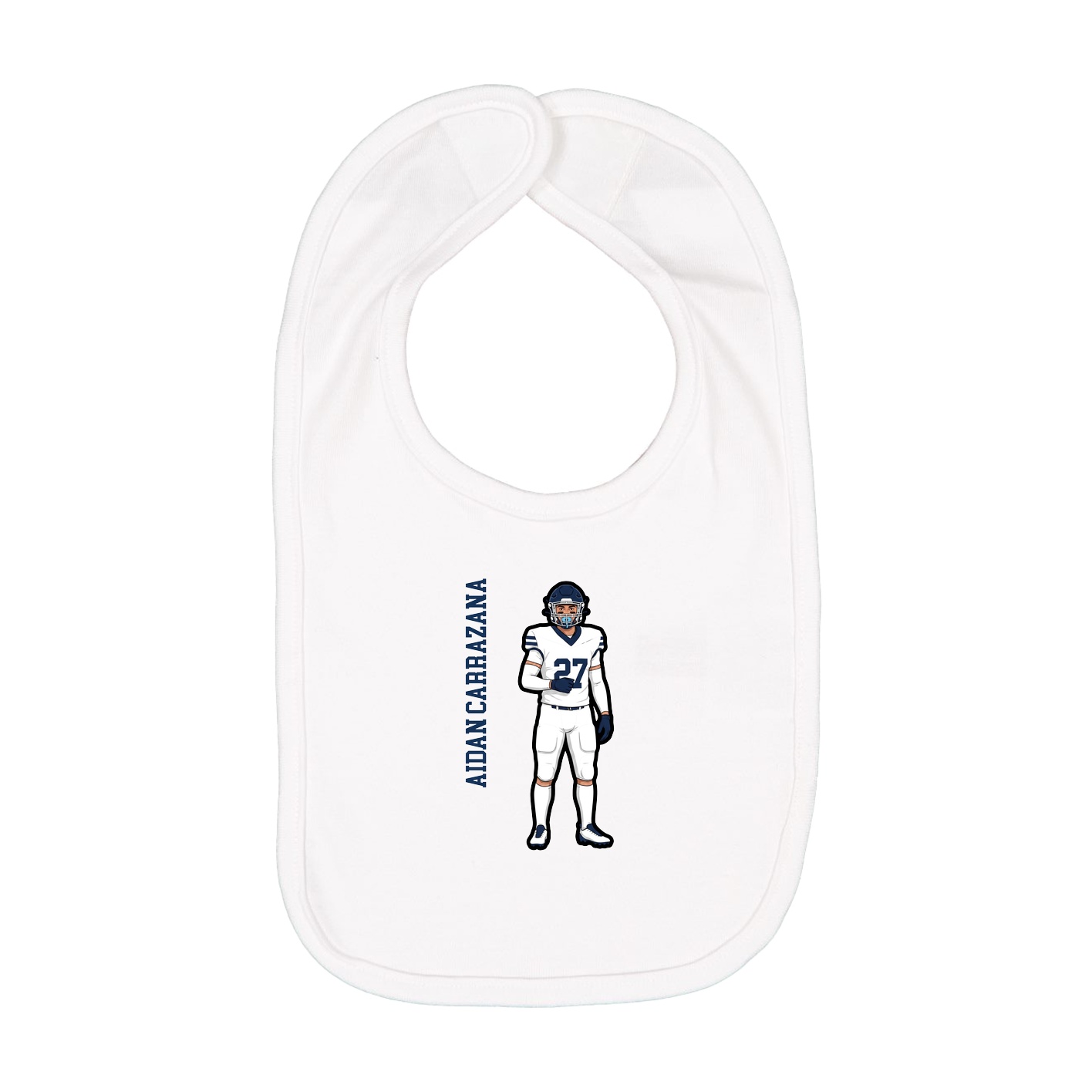 Infant Bib — Name Vertical in White