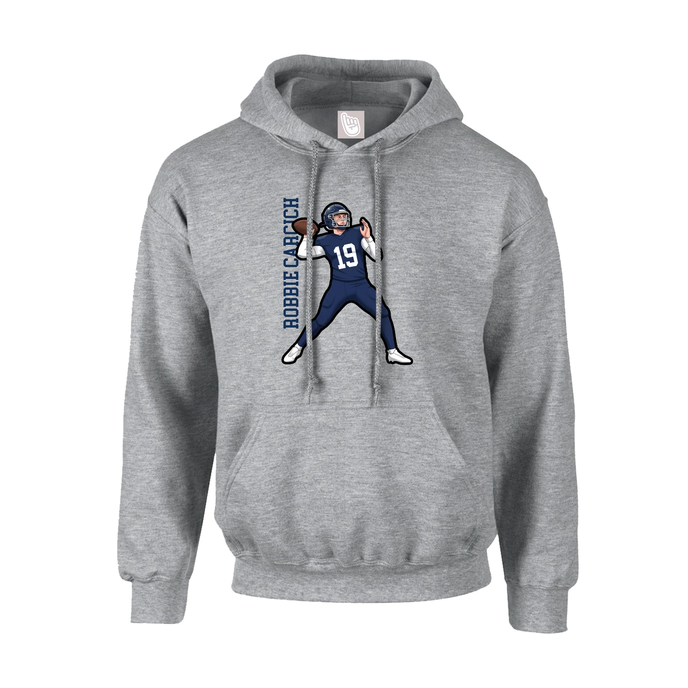 Hoodie — Name Vertical in Grey