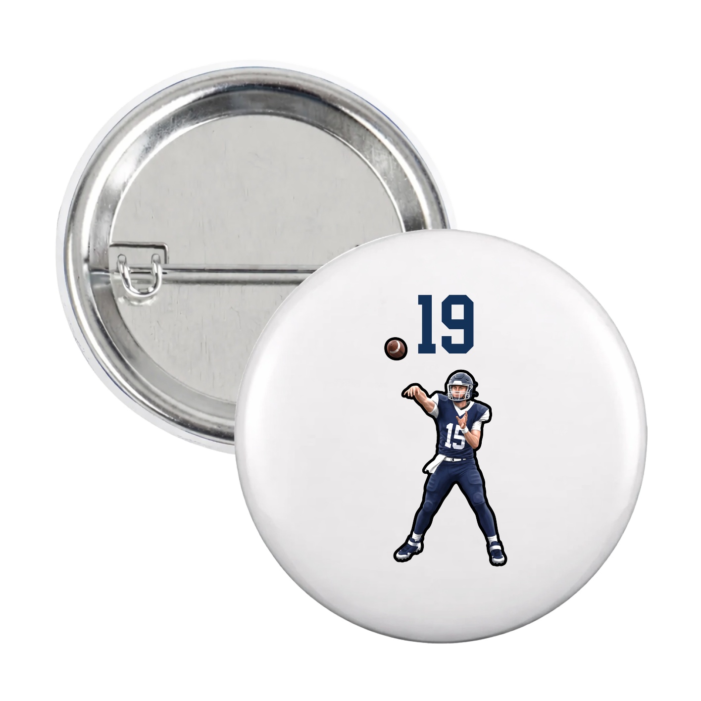 Game Day Button — Number Top in White