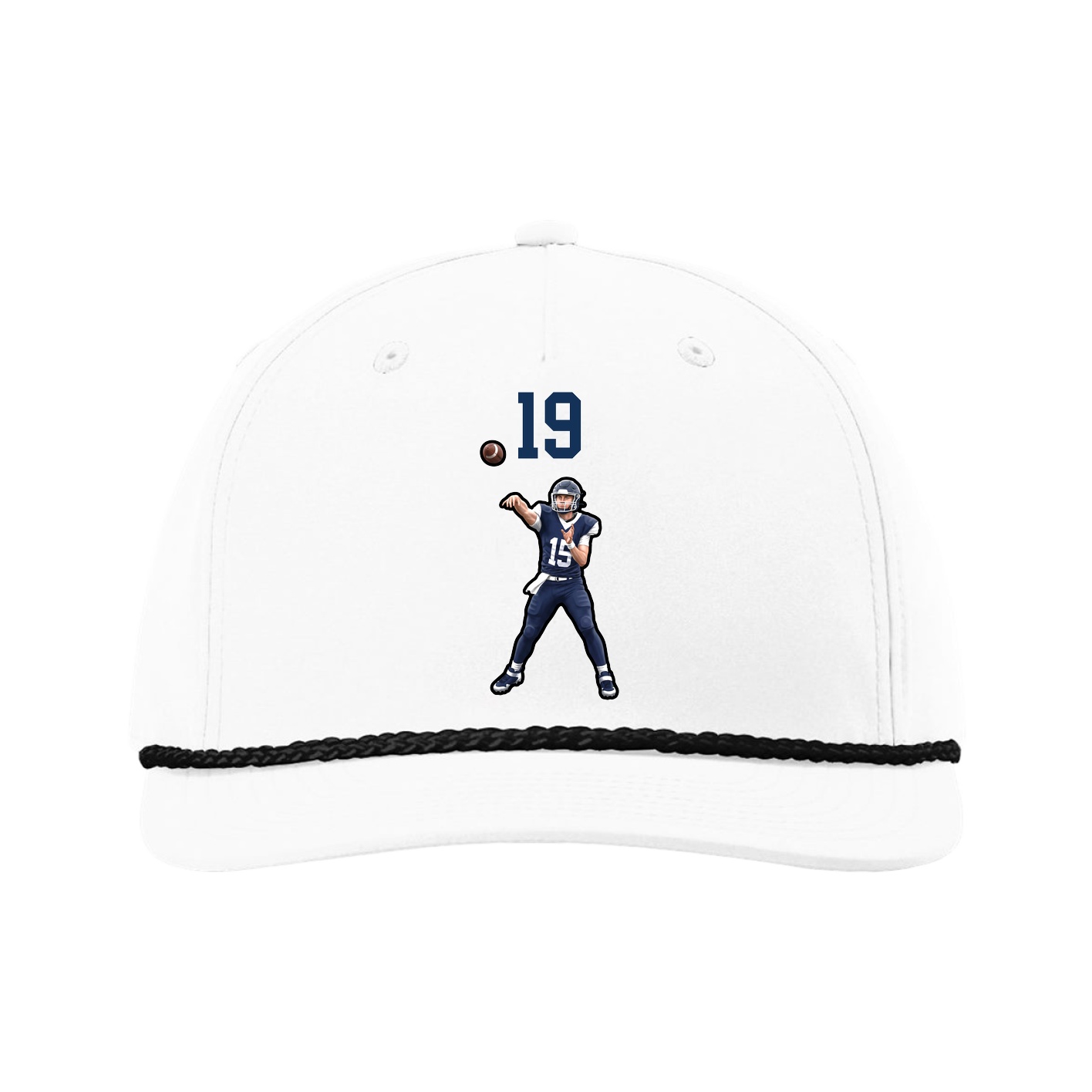 Five-Panel Classic Rope Cap — Number Top in White