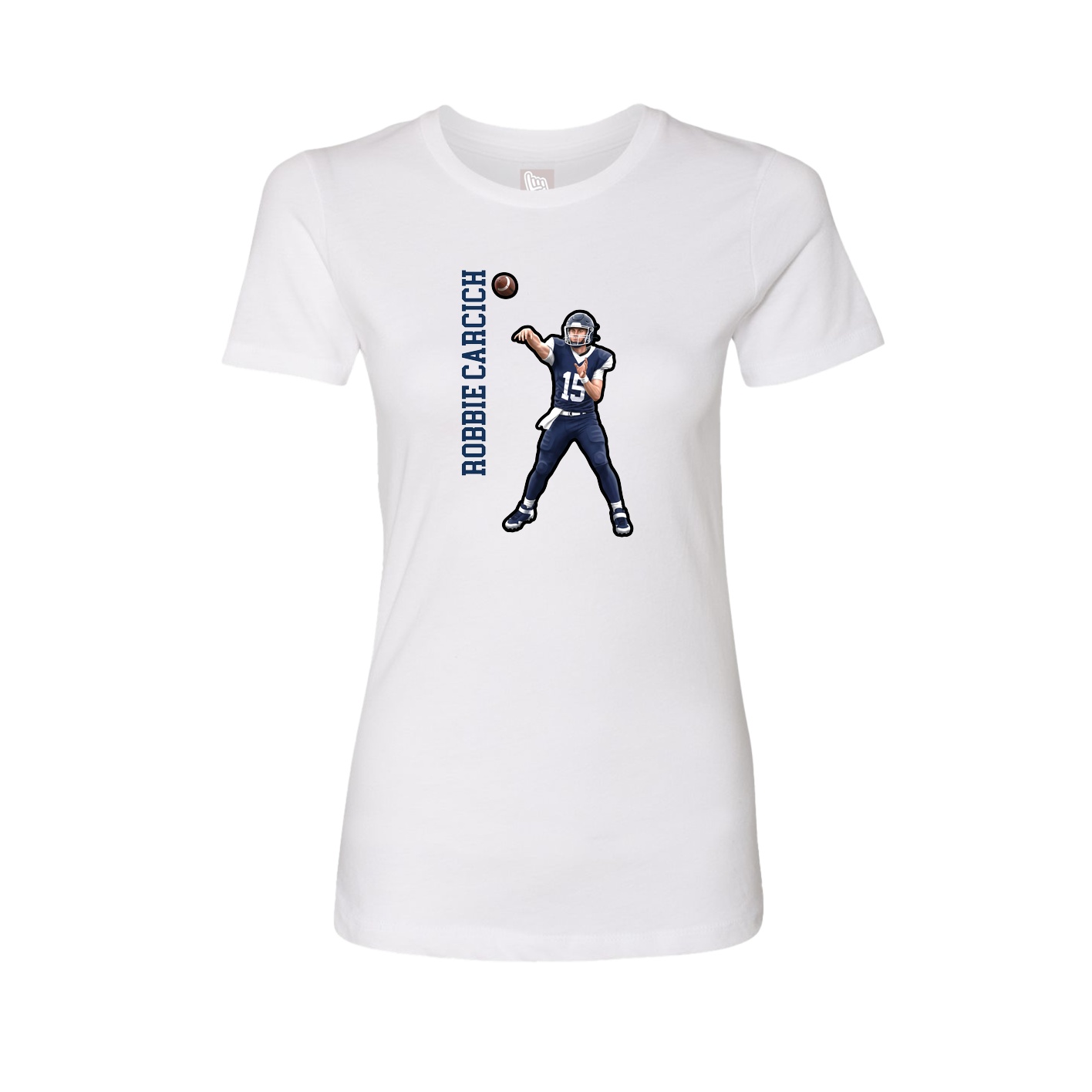 Womens Tee — Name Vertical in White