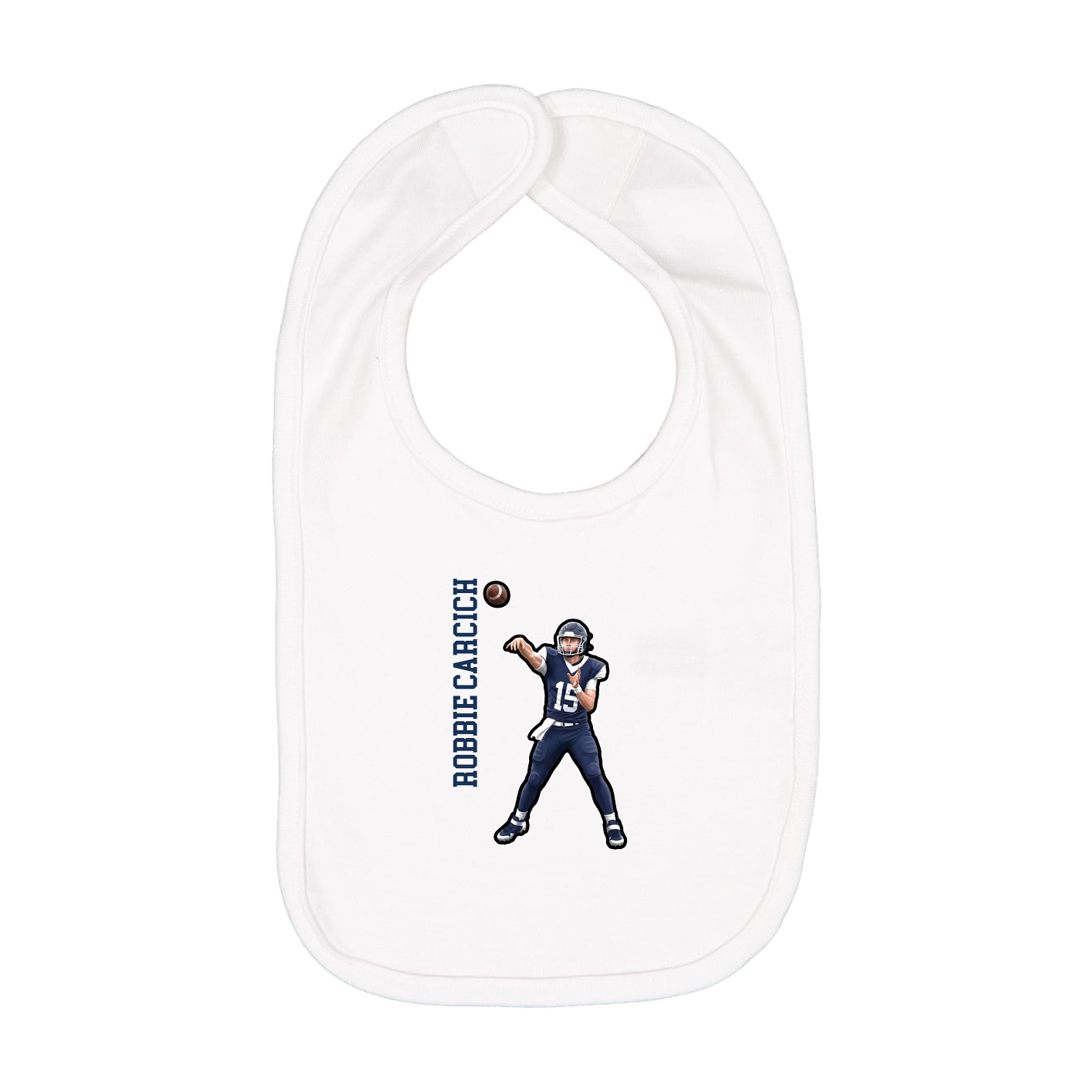 Infant Bib — Name Vertical in White