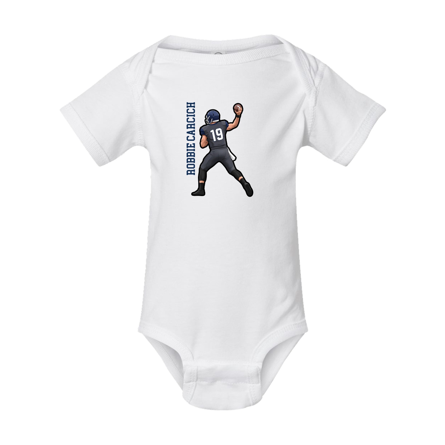Baby Onesie — Name Vertical in White