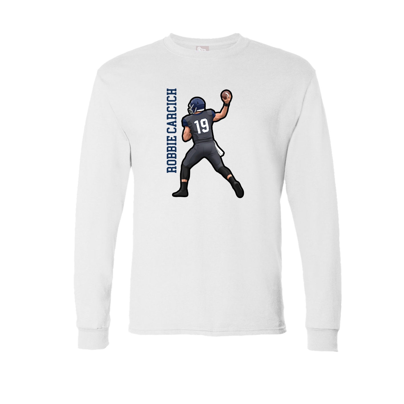Long Sleeve Tee — Name Vertical in White