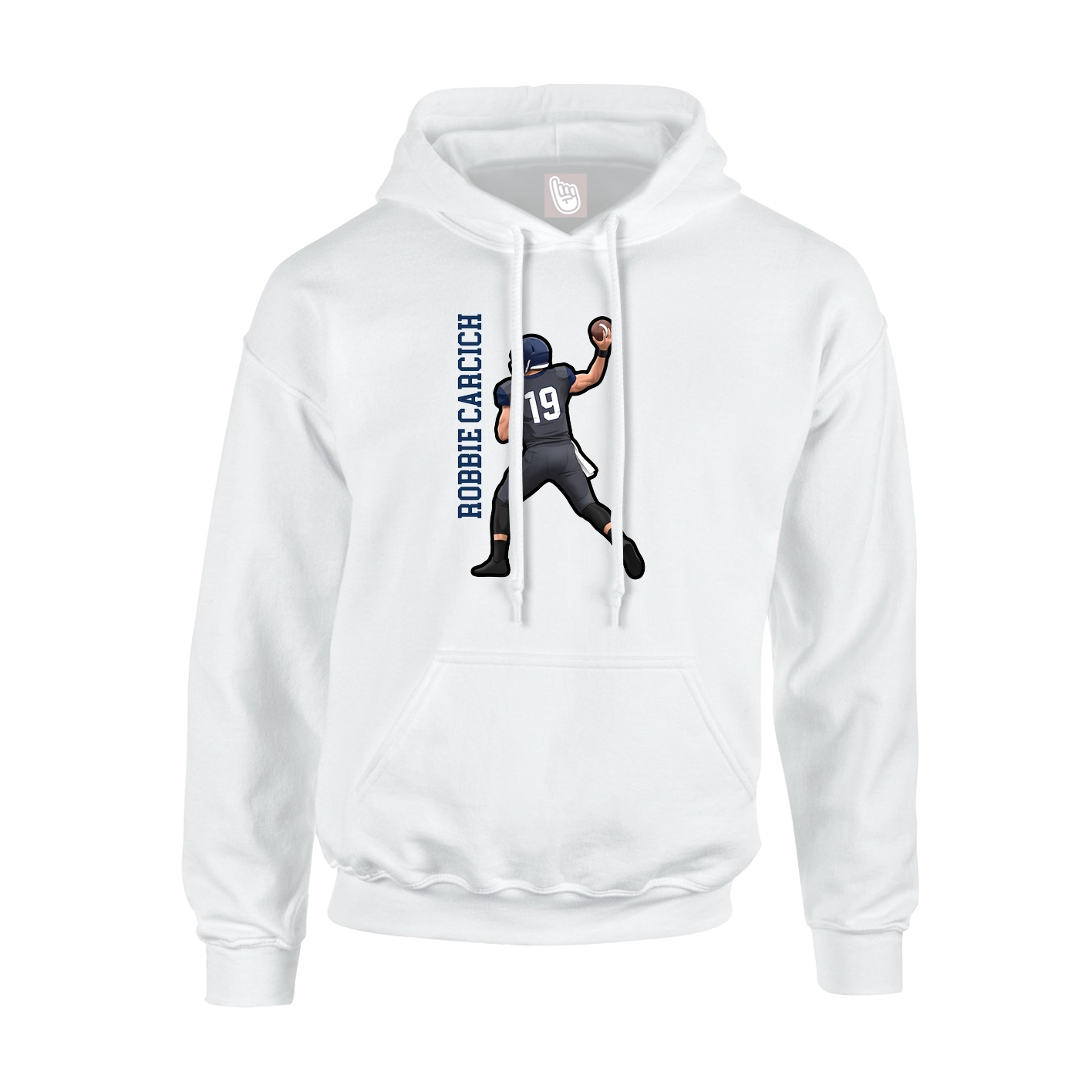 Youth Hoodie — Name Vertical in White