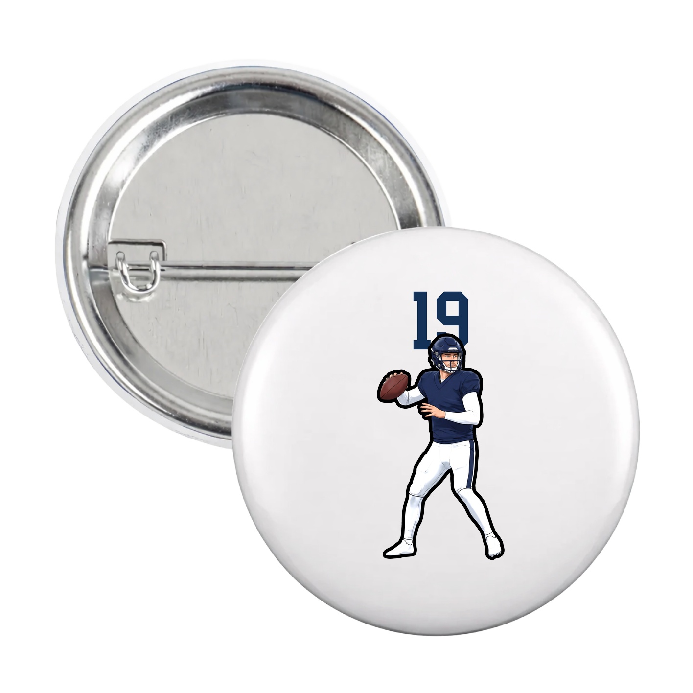 Game Day Button — Number Top in White