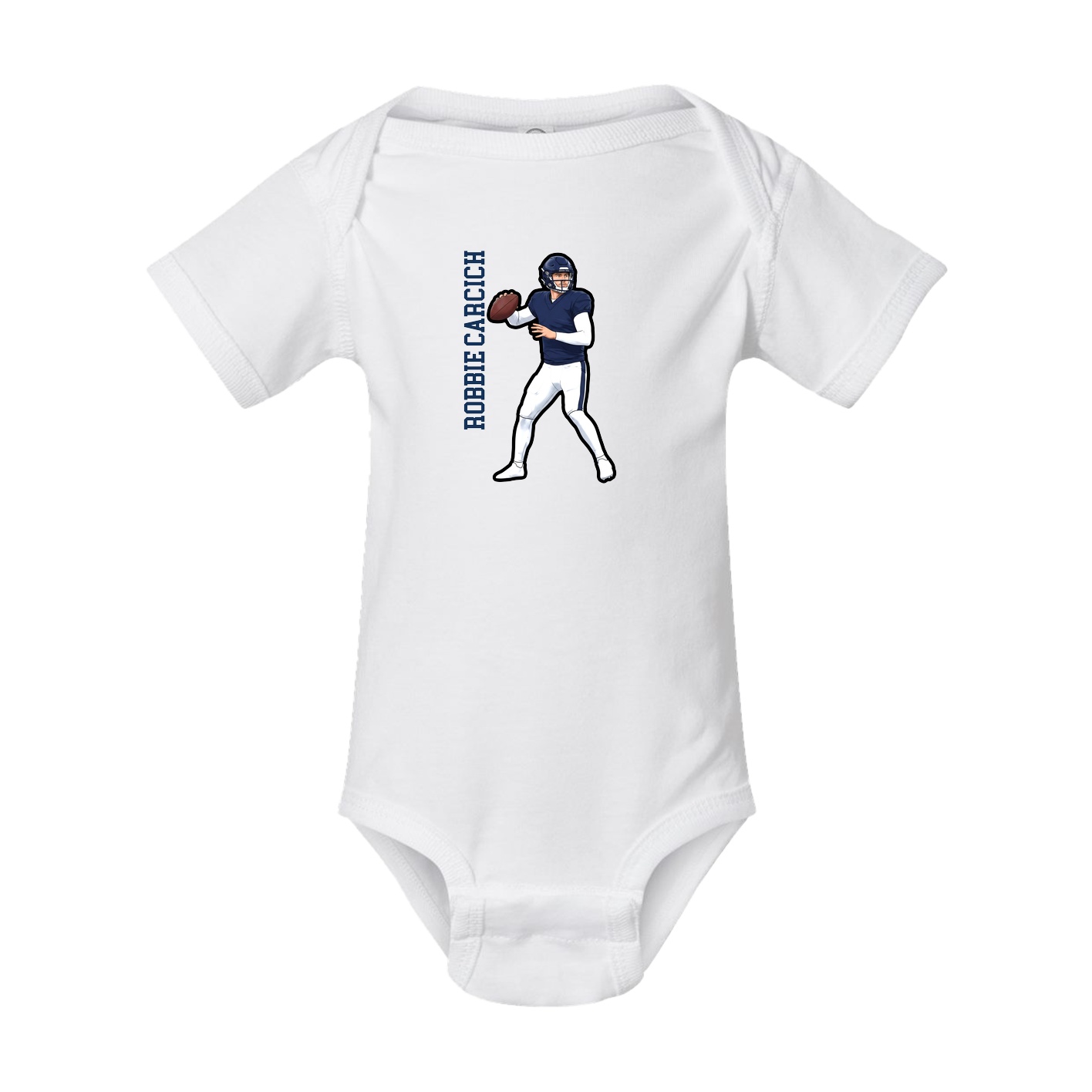 Baby Onesie — Name Vertical in White