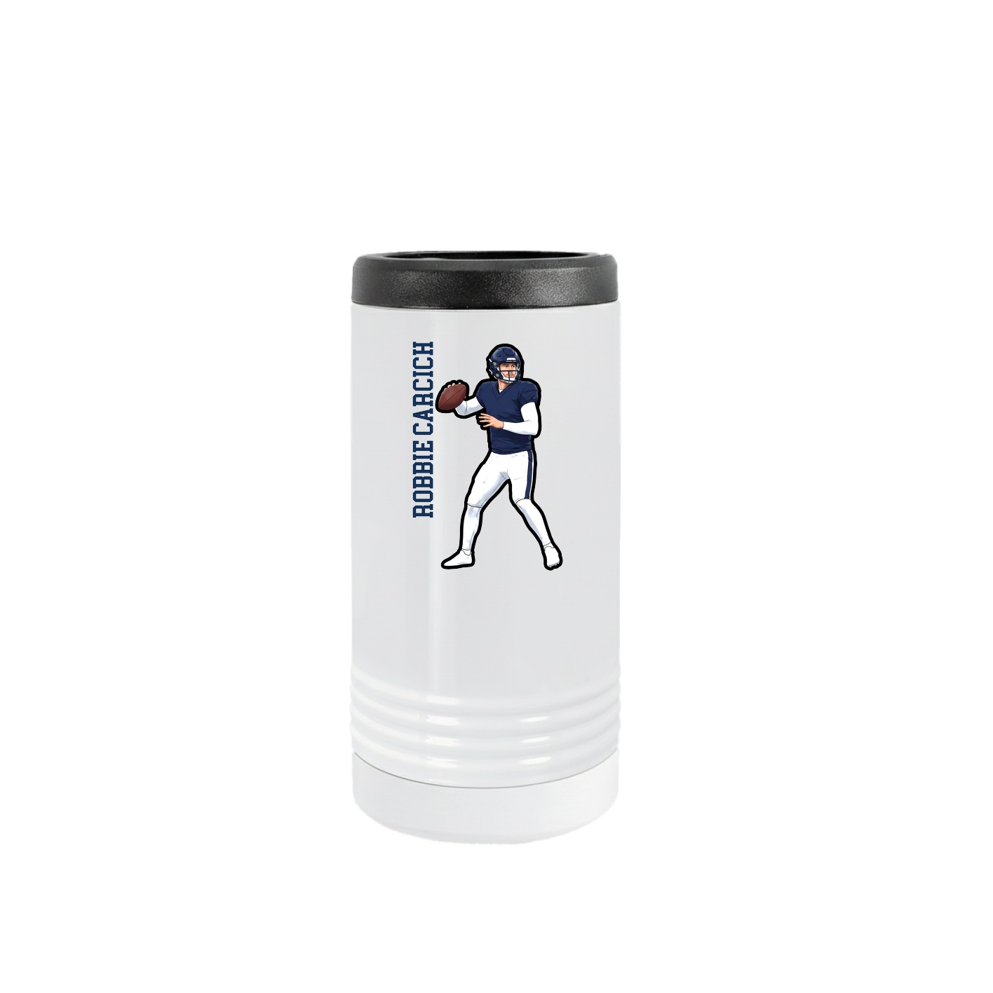 Slim Beverage Holder — Name Vertical in White