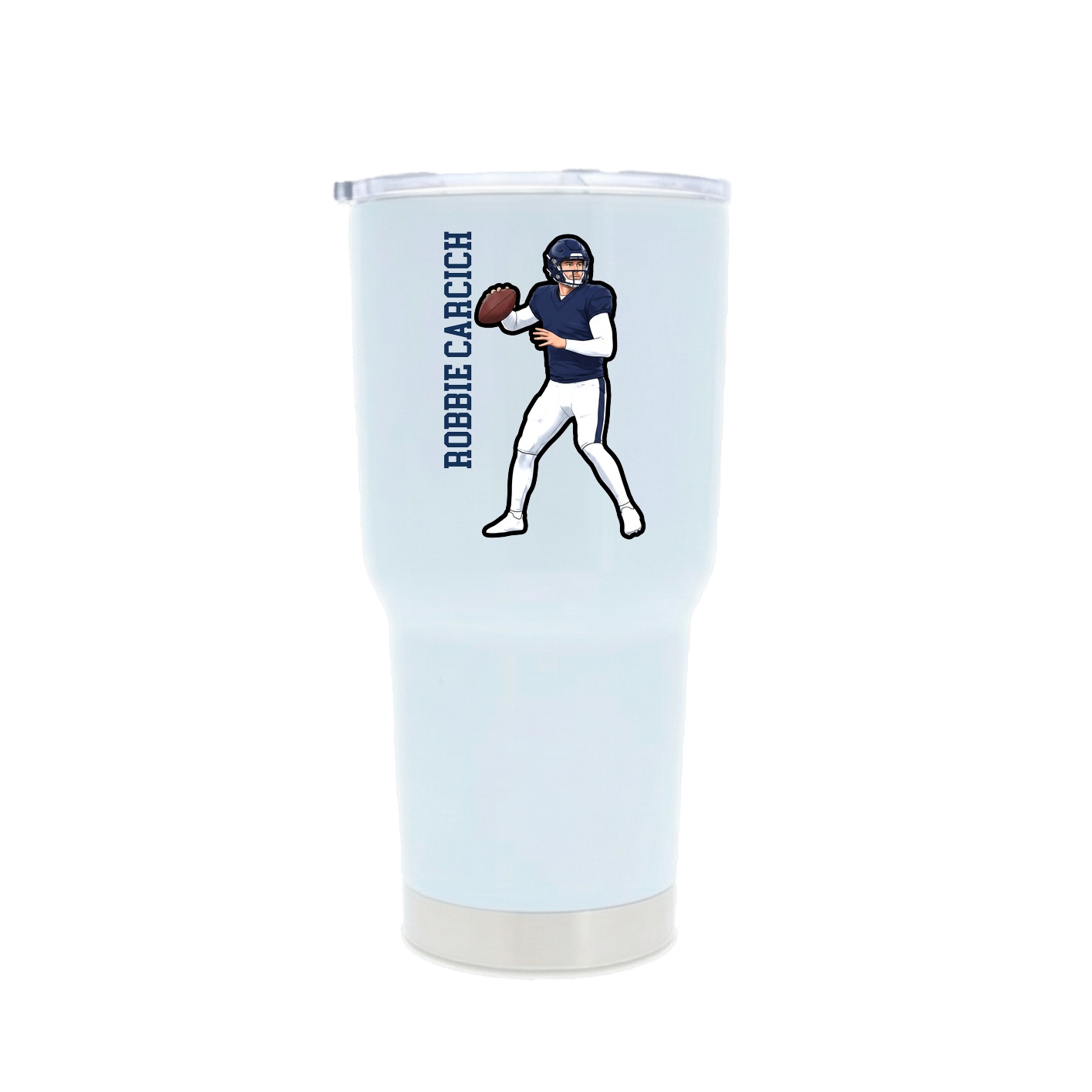 30oz Stainless Steel Tumbler — Name Vertical in White