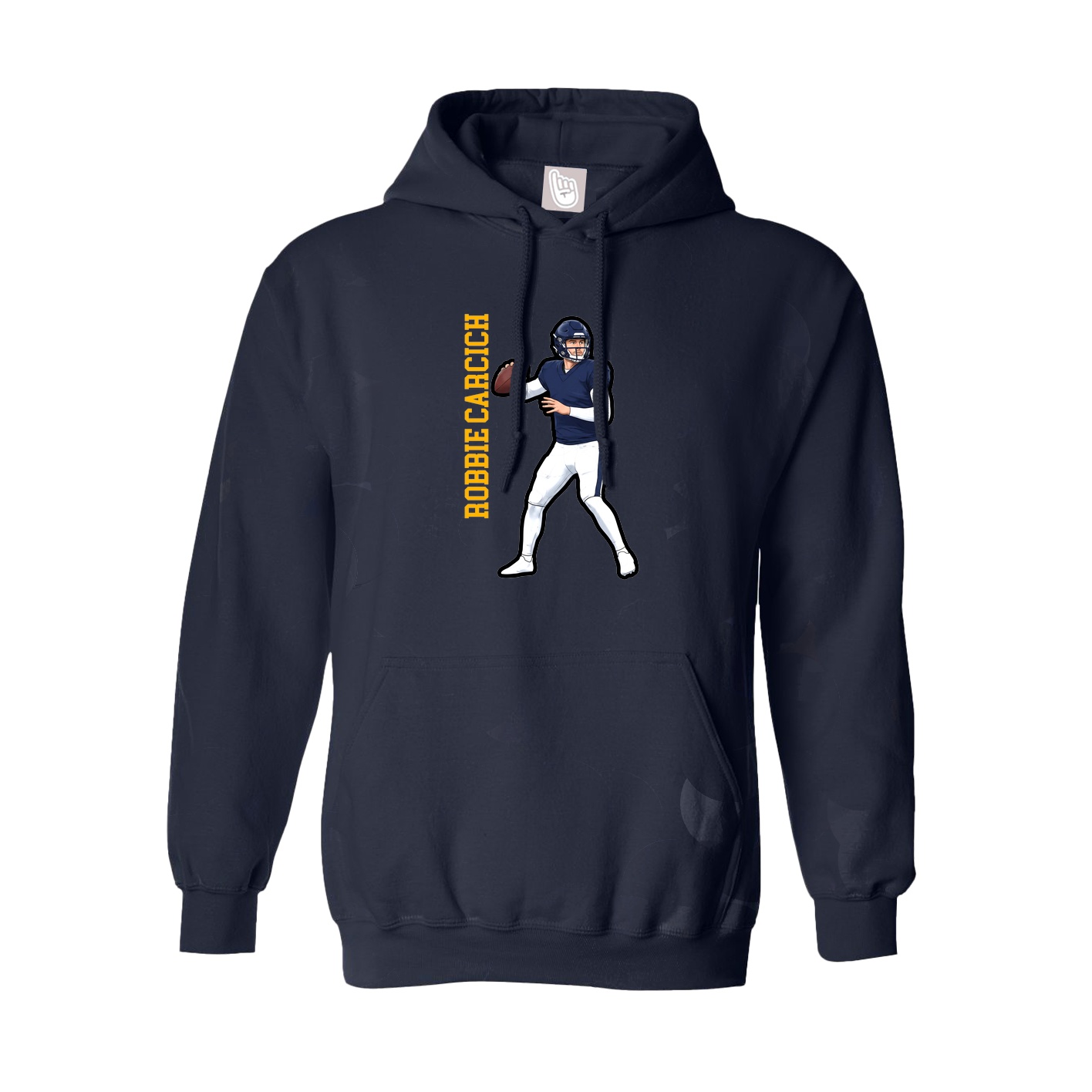Hoodie — Name Vertical in Navy