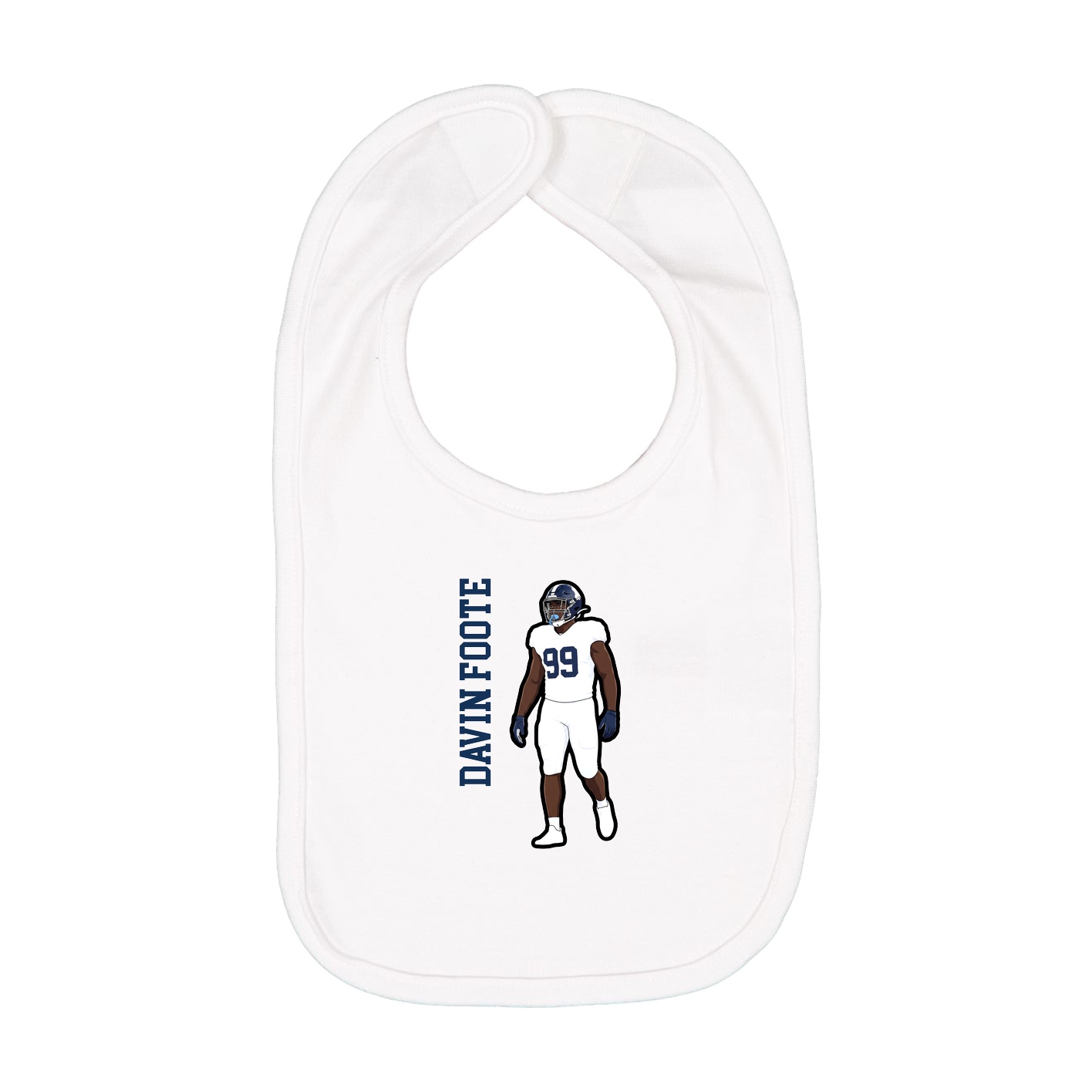 Infant Bib — Name Vertical in White