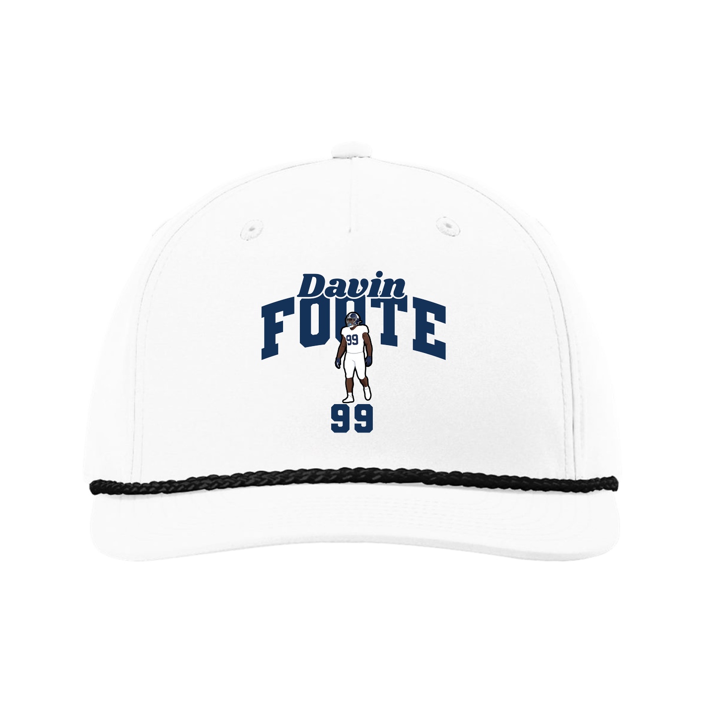 Five-Panel Classic Rope Cap — Signature Arch in White