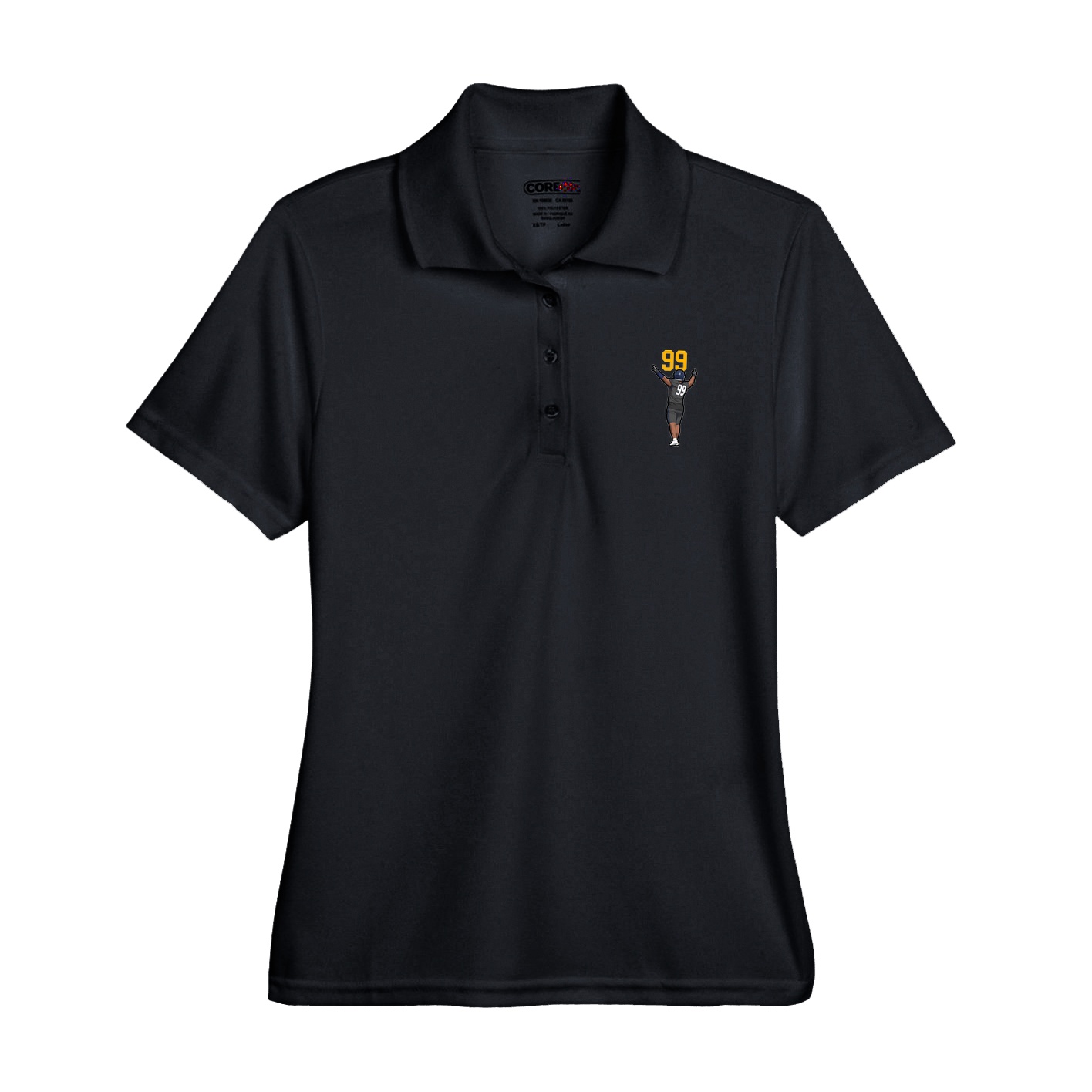 Womens Performance Polo — Number Top in Black
