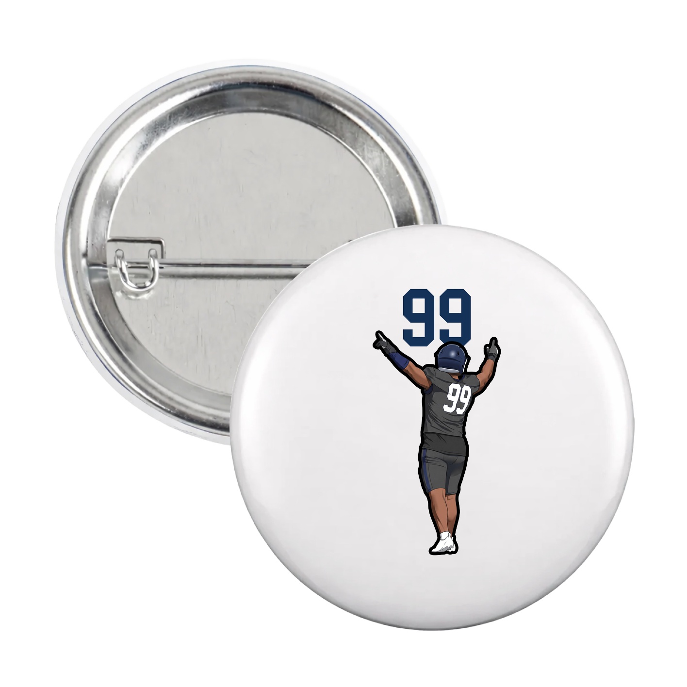 Game Day Button — Number Top in White