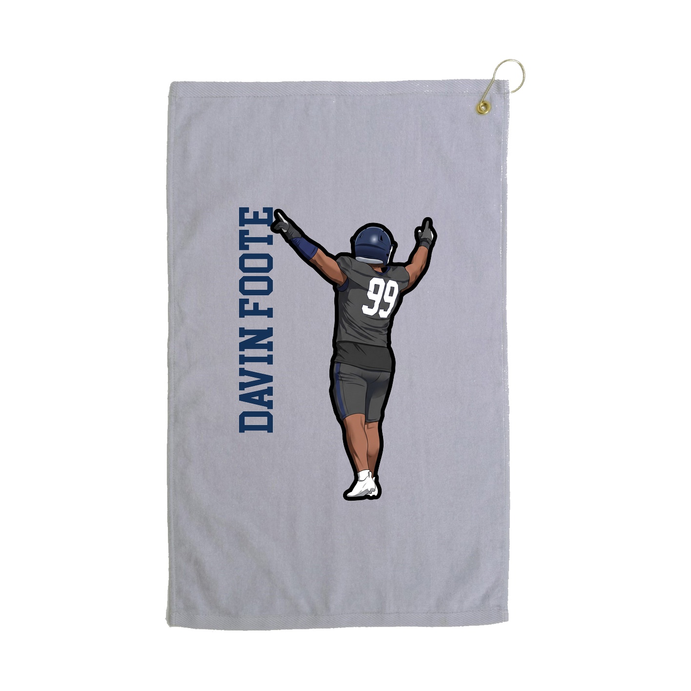 Golf Towel — Name Vertical in Grey