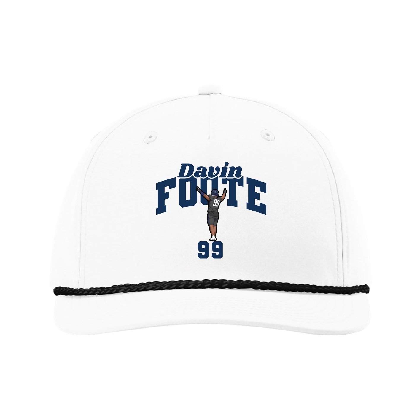 Five-Panel Classic Rope Cap — Signature Arch in White