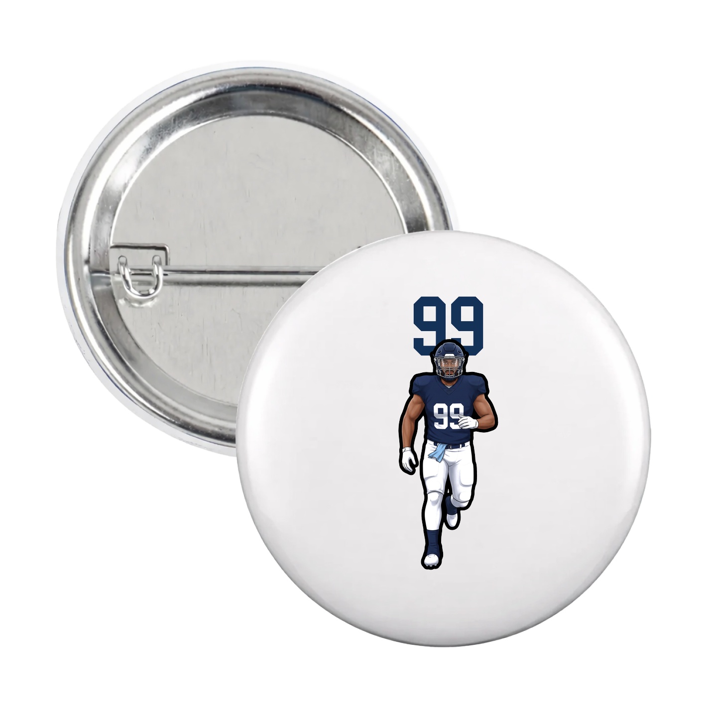 Game Day Button — Number Top in White