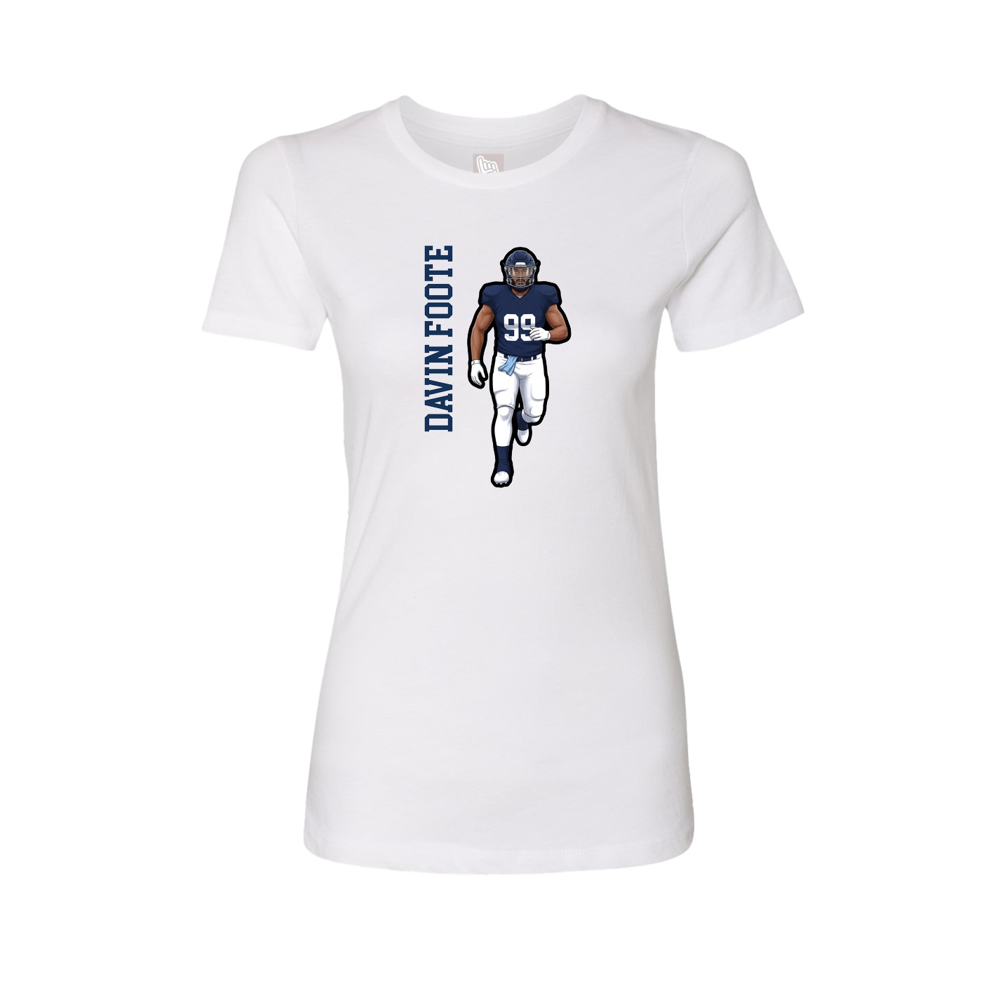 Womens Tee — Name Vertical in White