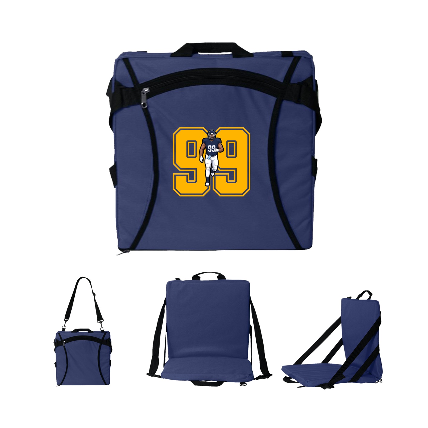 Folding Stadium Seat — Number in Navy