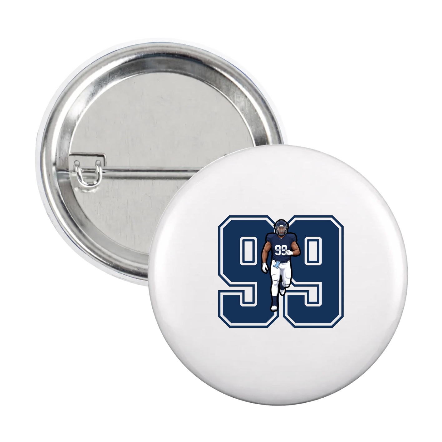 Game Day Button — Number in White