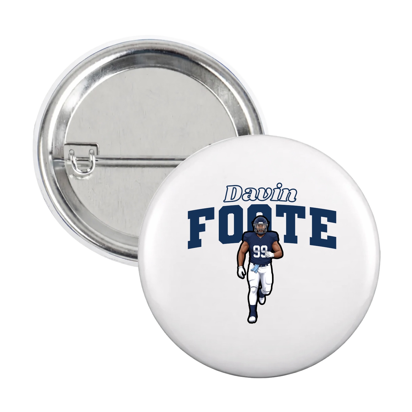 Game Day Button — Name Arch in White